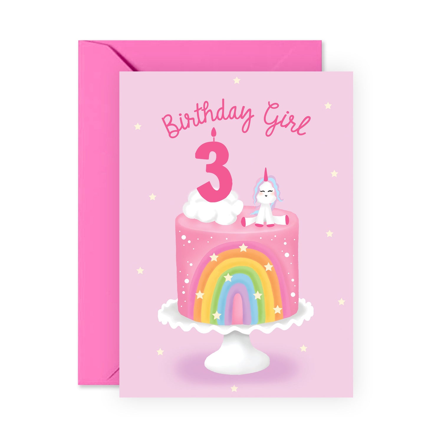 3rd Birthday Card- Birthday Girl Three - For Kids Girls Her