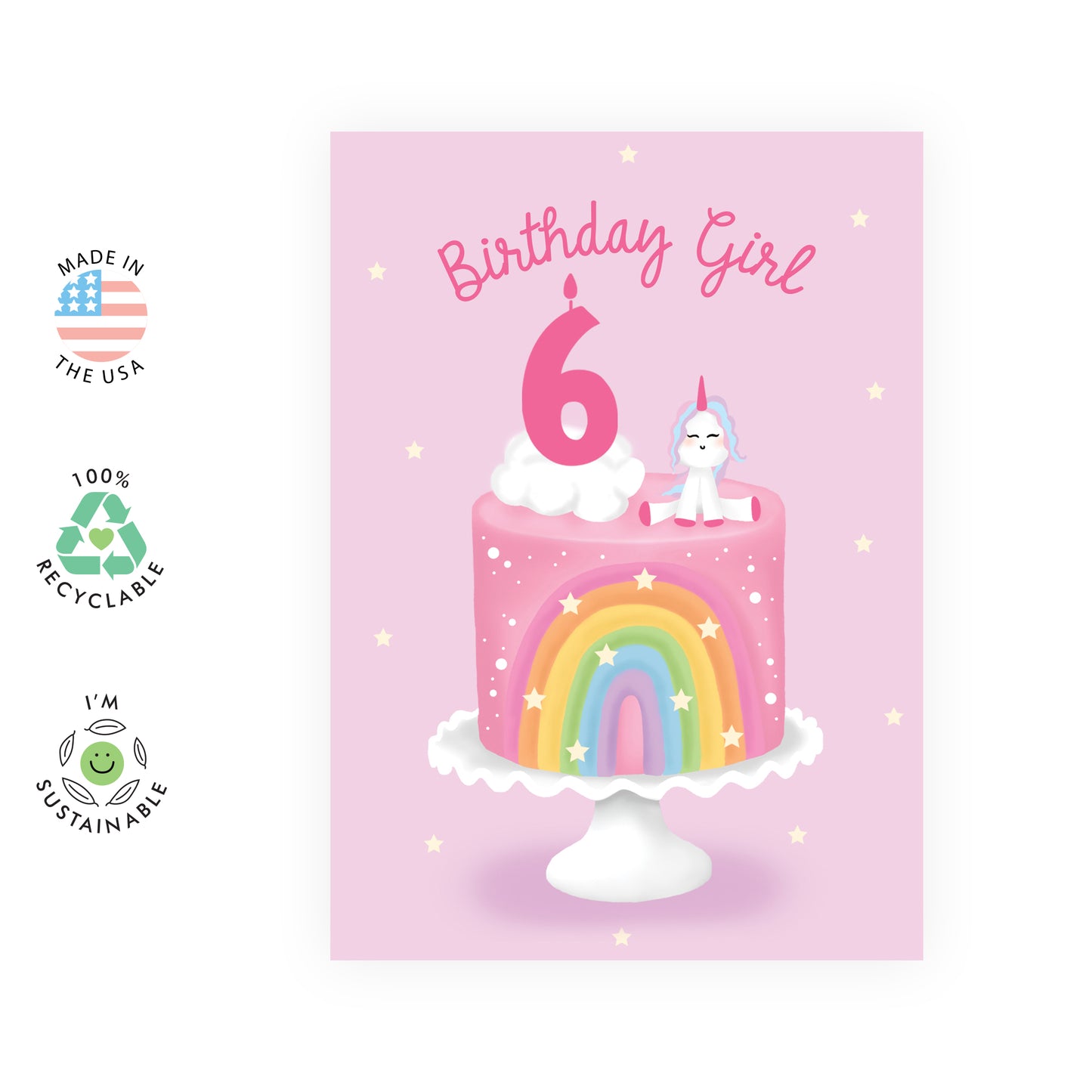 6th Birthday Card - Birthday Girl Six - For Girls Her