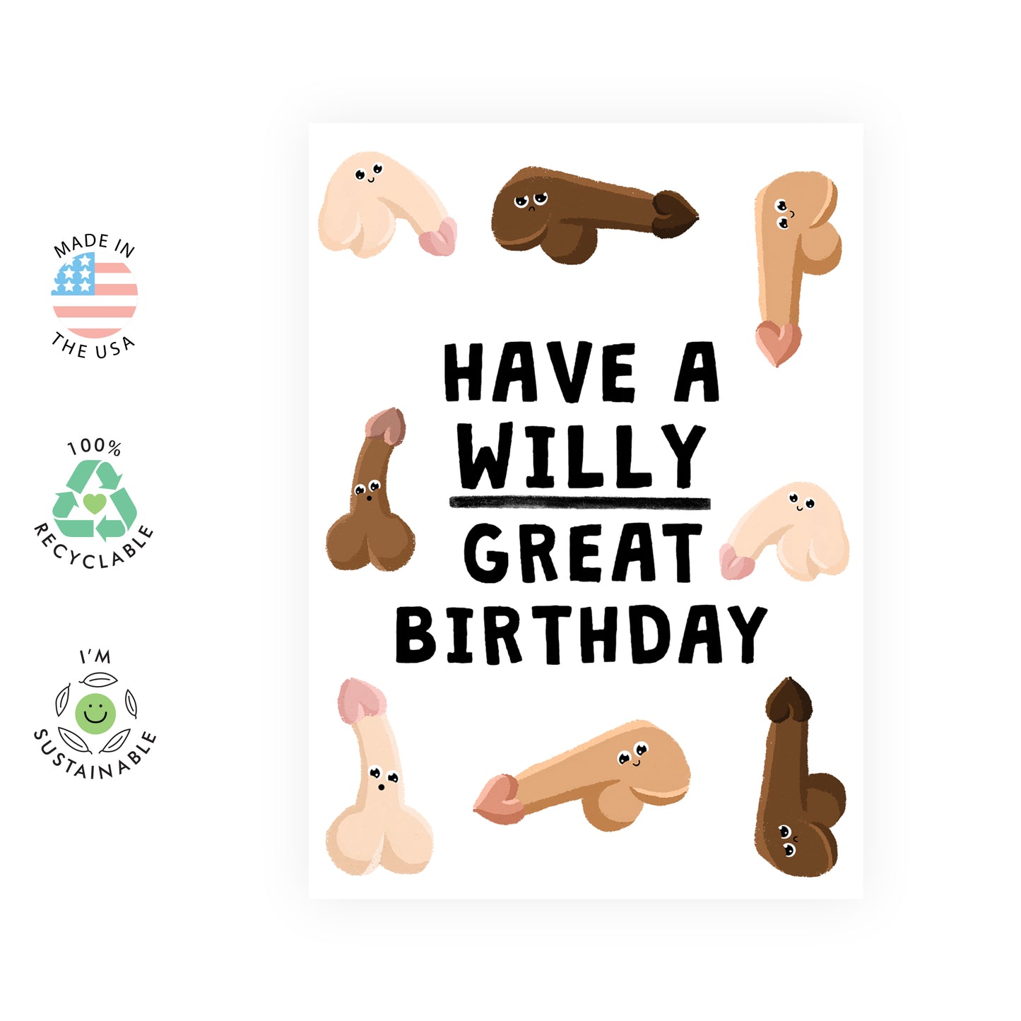 Funny Birthday Card - Have A Willy Great Birthday - For Men Women