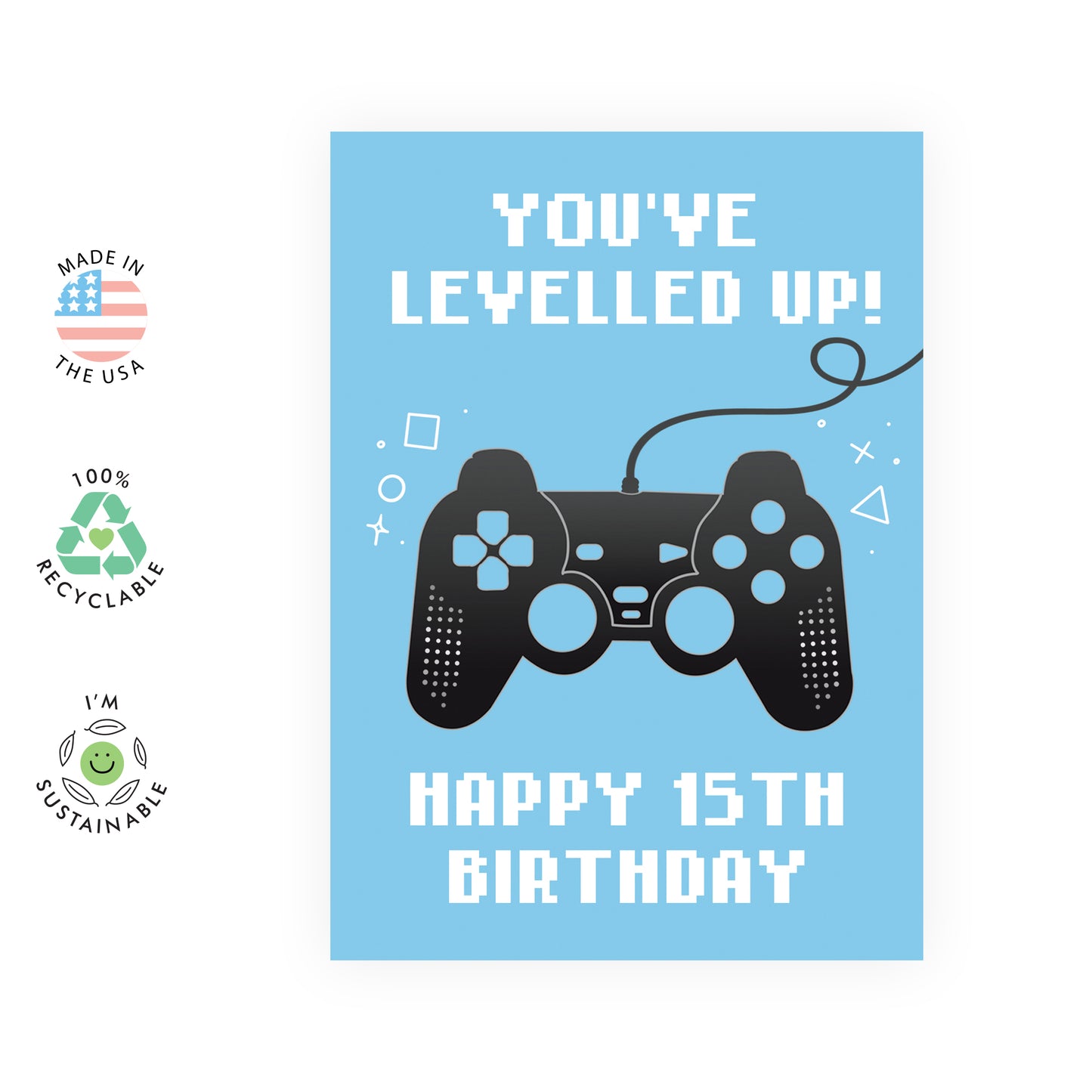 Gamer Birthday Card - Happy 15th Birthday - For Him Her Boys Girls