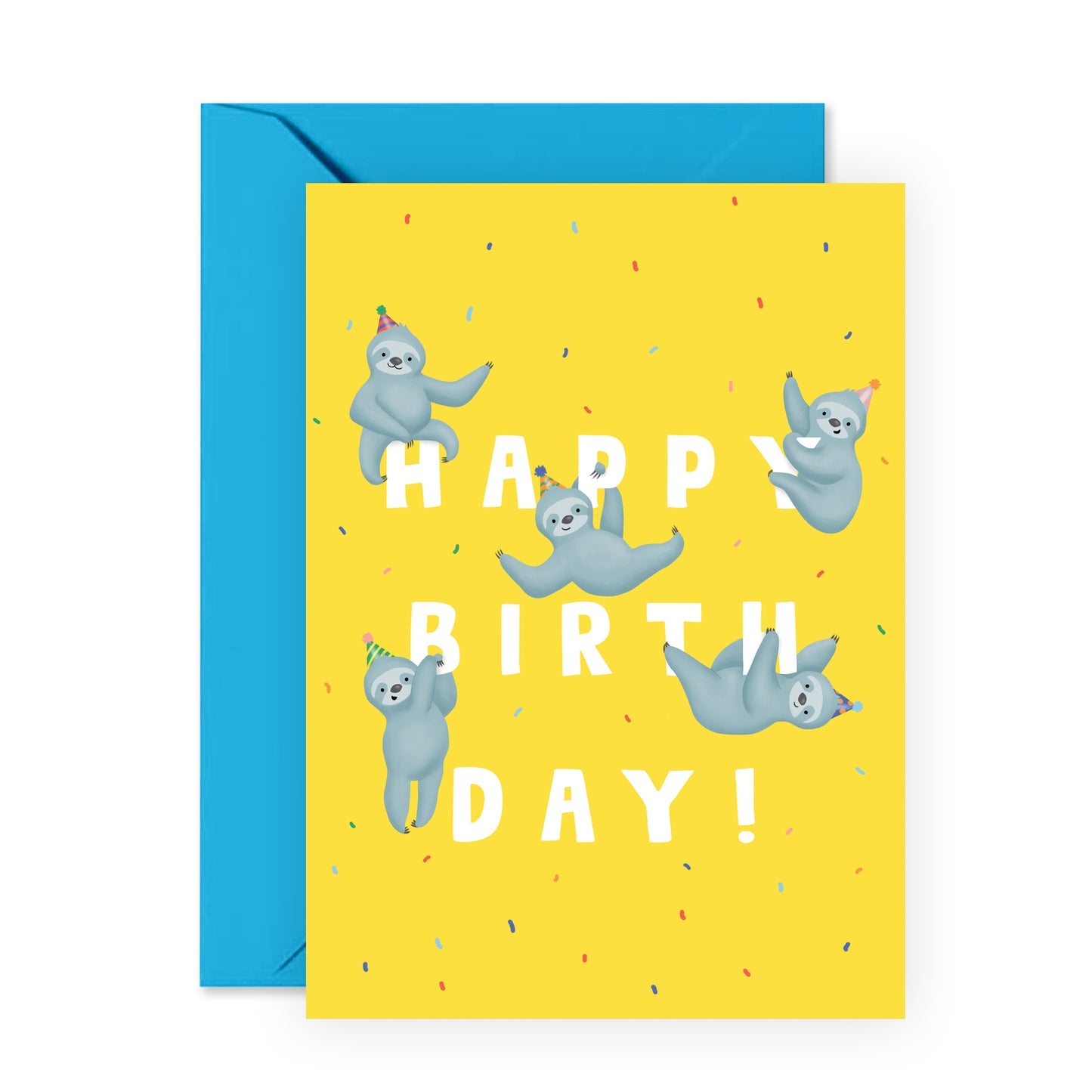 Cute Birthday Card - Birthday Letters Sloth - For Men Women Boys Girls
