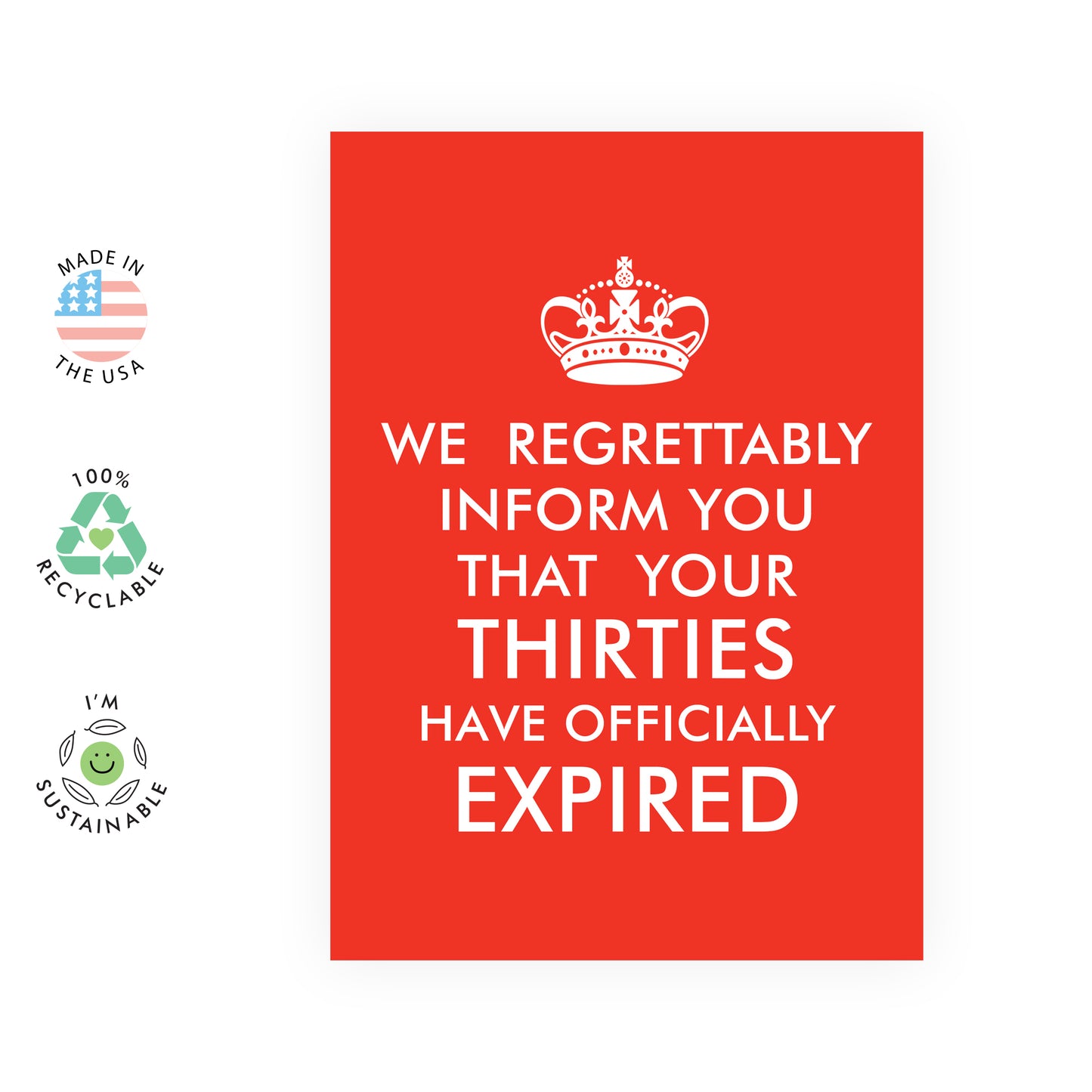 Funny 40th Birthday Card - Thirties Have Expired - For Men Women Him Her