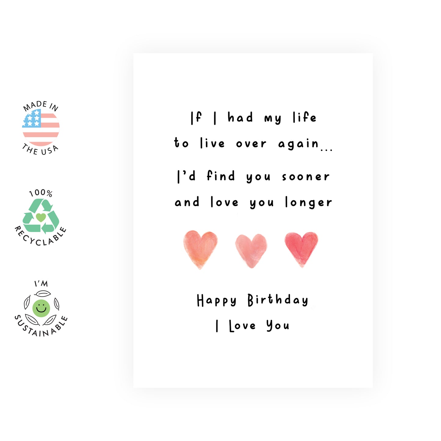 Sweet Birthday Card - Find You Sooner and Love You Longer - For Men Women Him Her