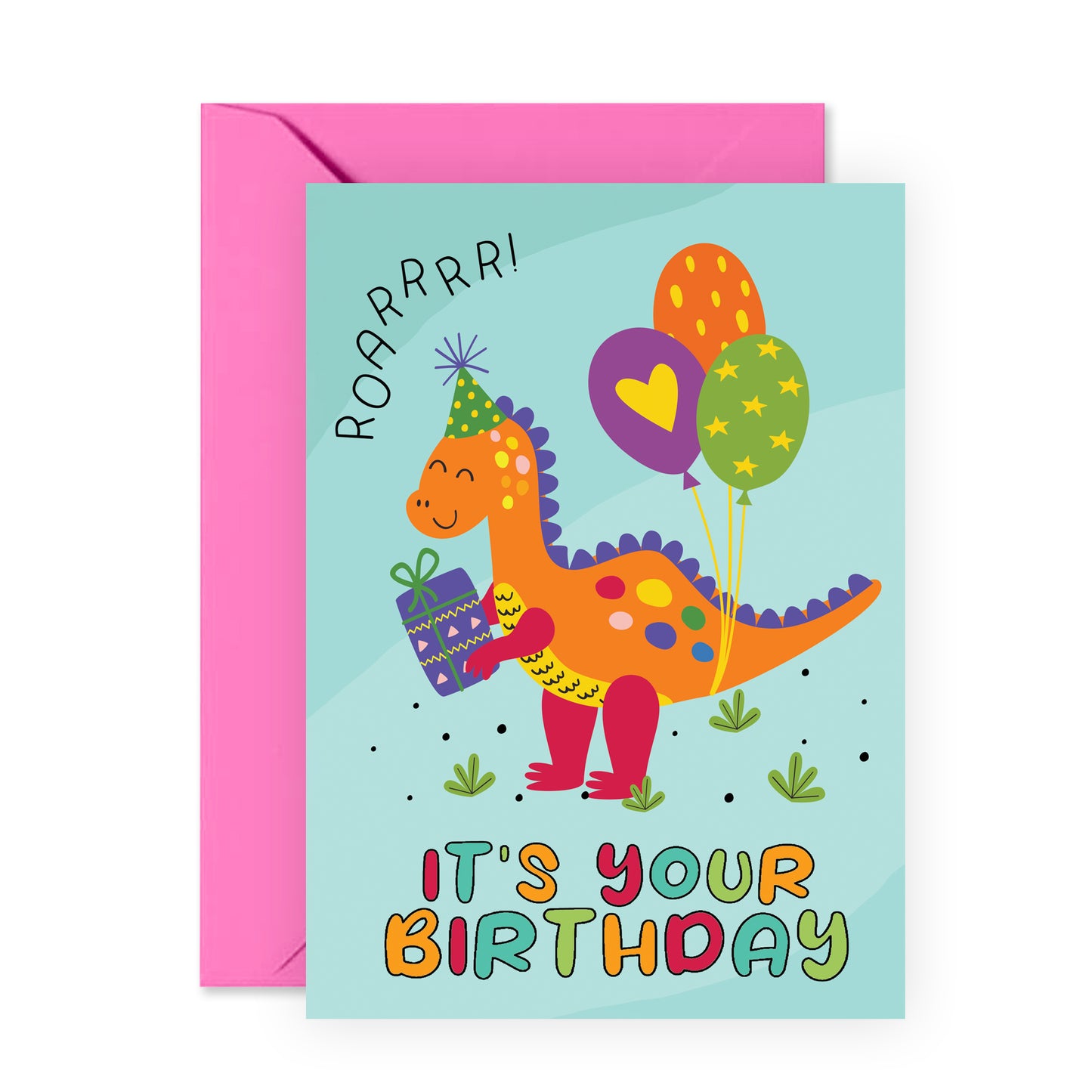 Dinosaur Birthday Card - Roarr! Itβs Your Birthday - For Kids Boys Girls