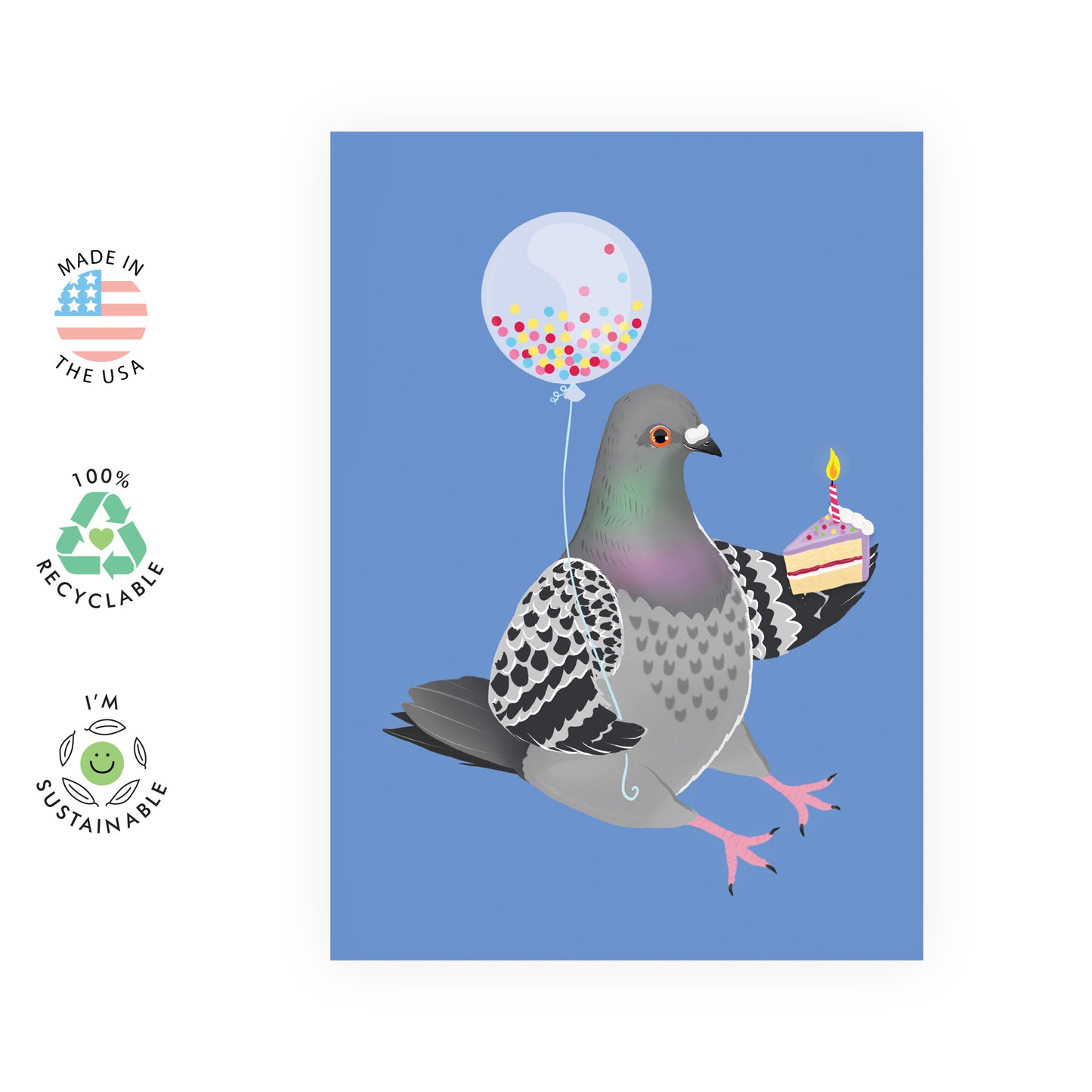 Cute Birthday Card - Party Pigeon - For Men Women Him Her