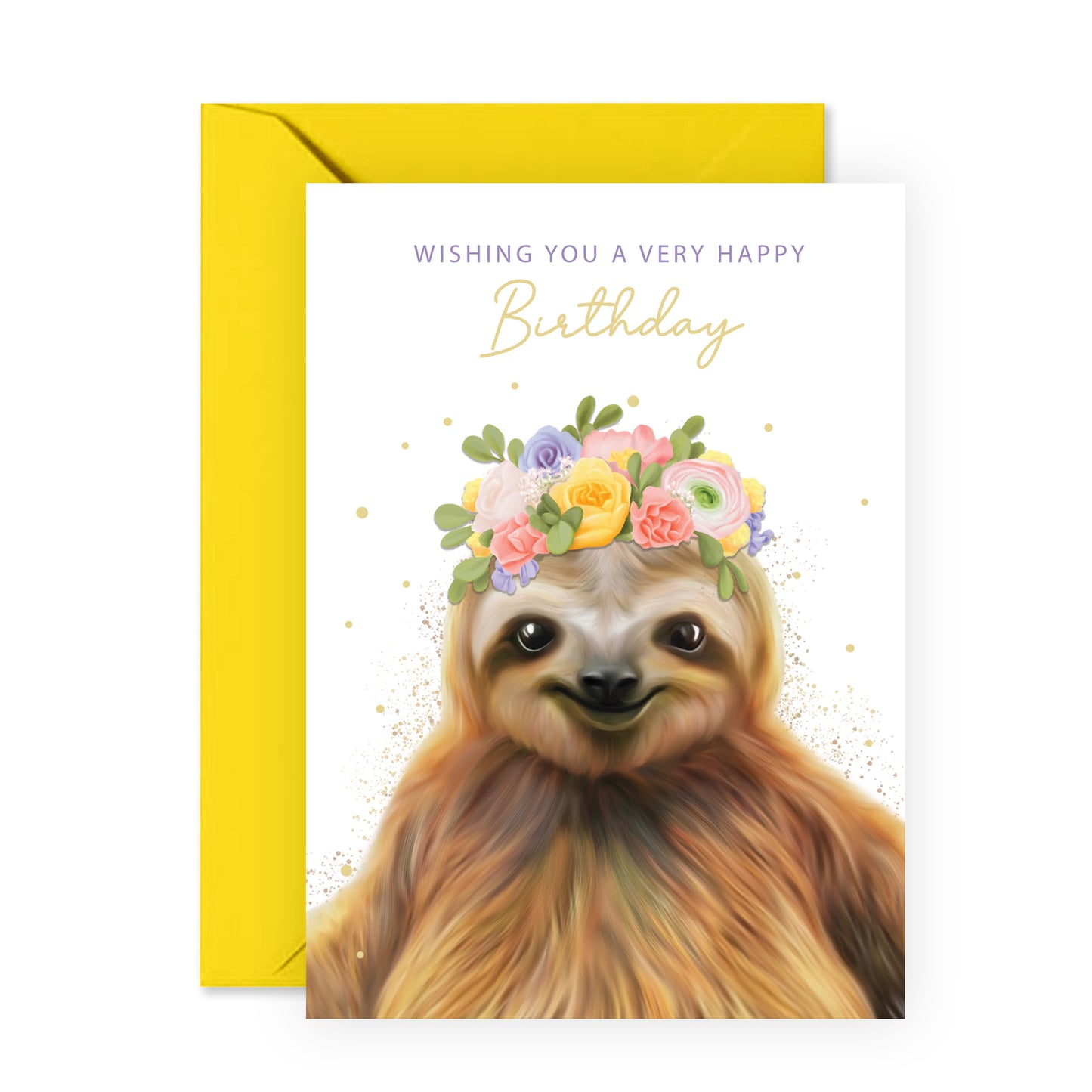 Sweet Birthday Card - Floral Sloth - For Women Kids Girls Her