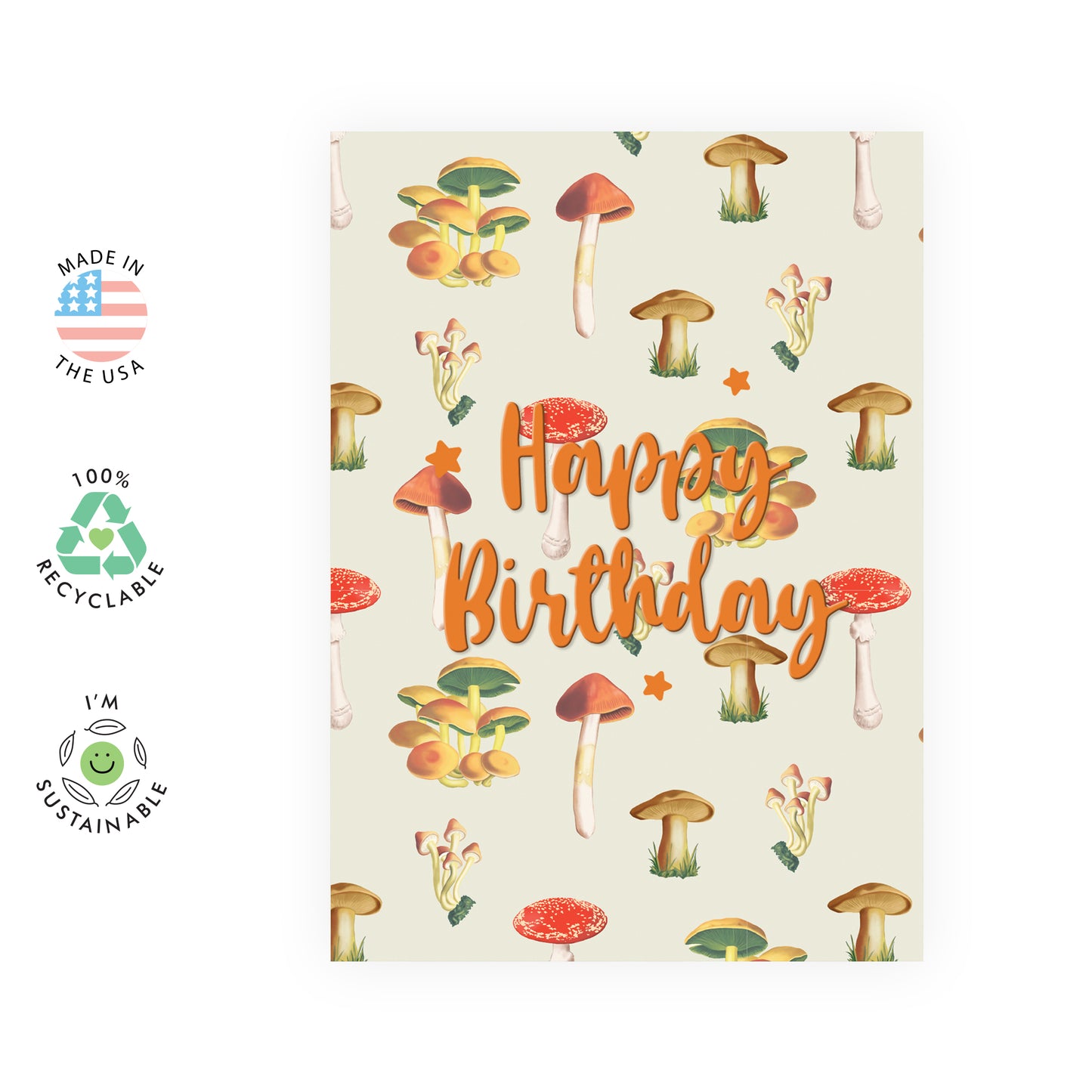 Pretty Birthday Card - Happy Birthday Mushroom - For Women