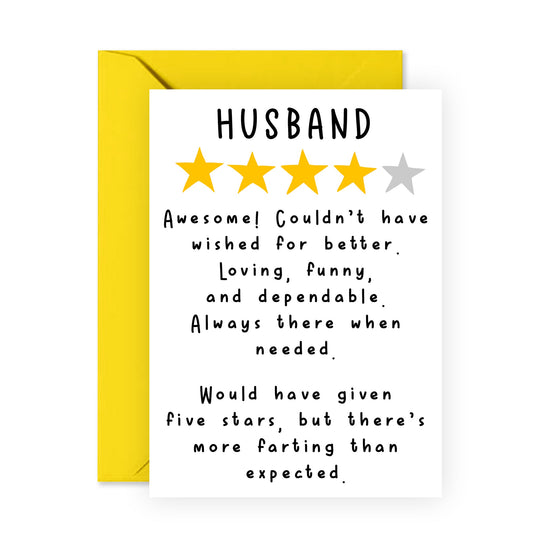 Funny Anniversary Card - Husband Review - For Men