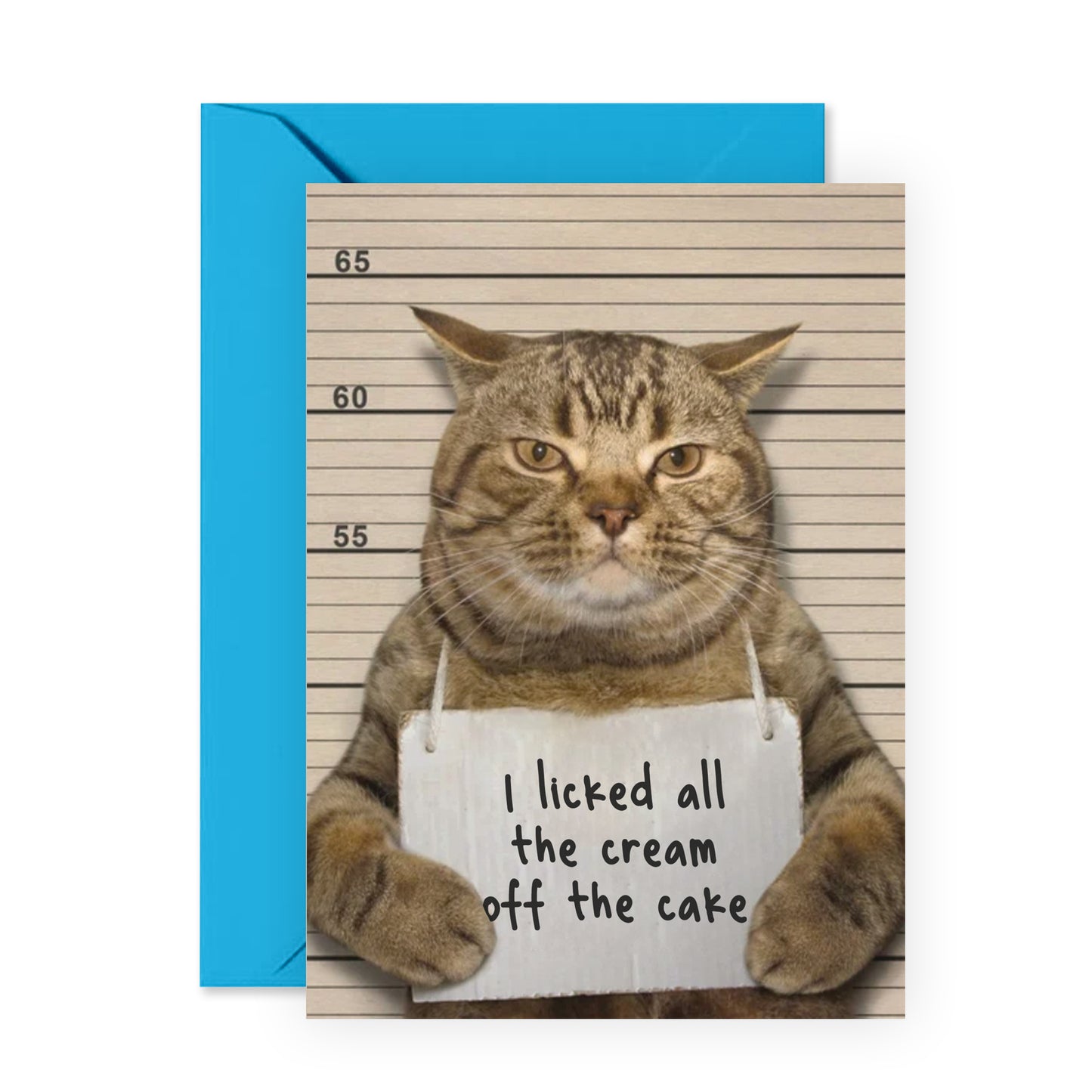 Cat Birthday Card - Licked All The Cream - For Men Women
