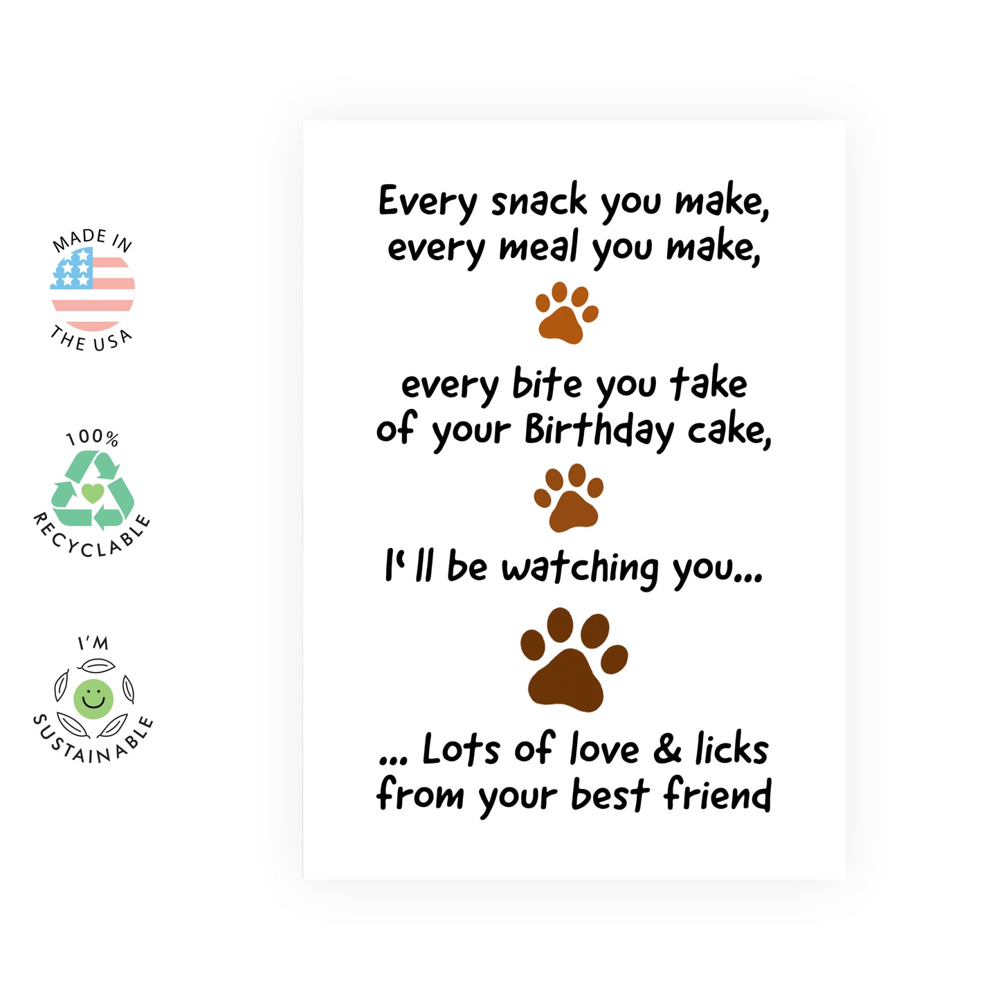 Funny Birthday Card - Love and Licks From Your Best Friend - For Men Women Him Her