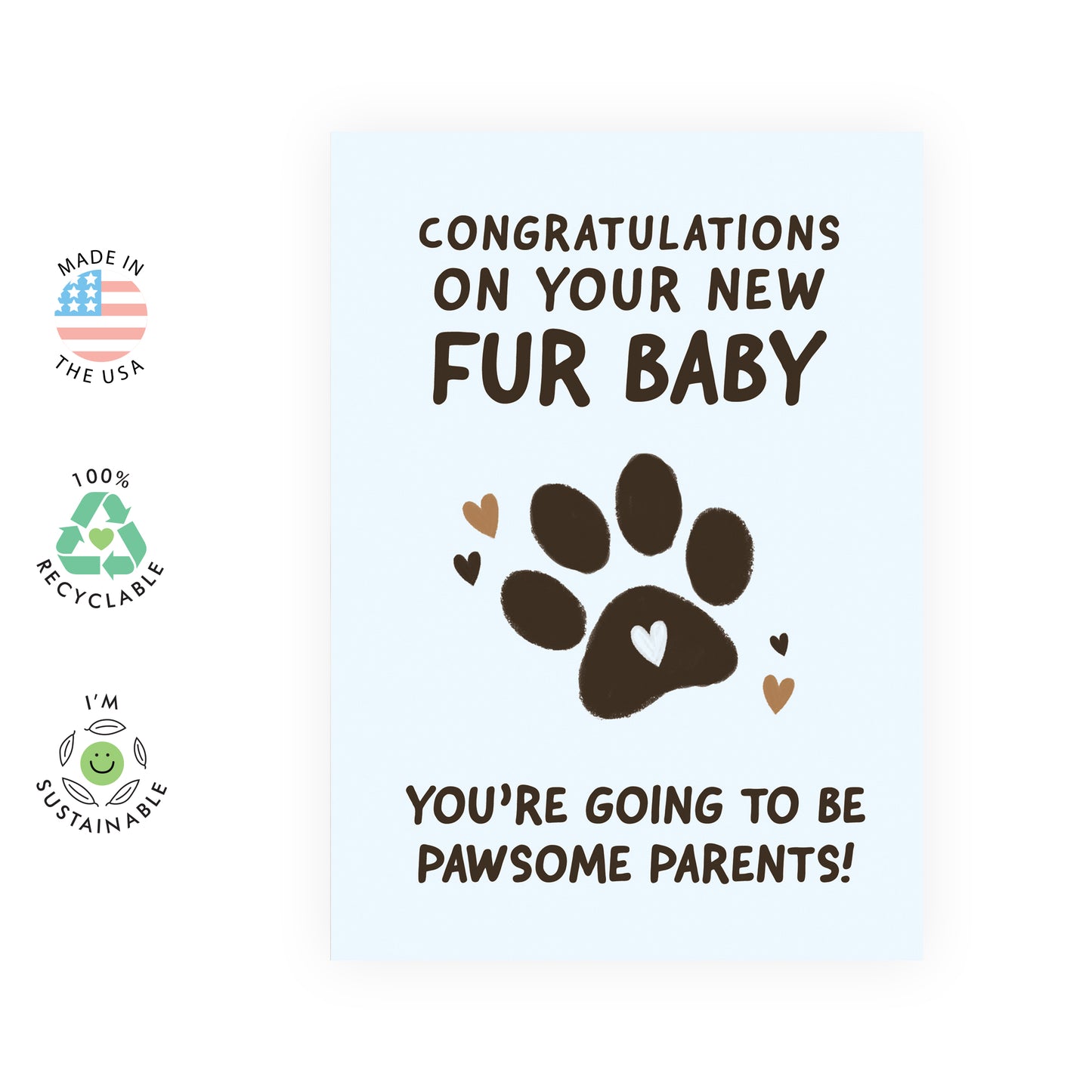 Cute Congratulations Card - Congrats On Your New Fur Baby - For Men Women Him Her