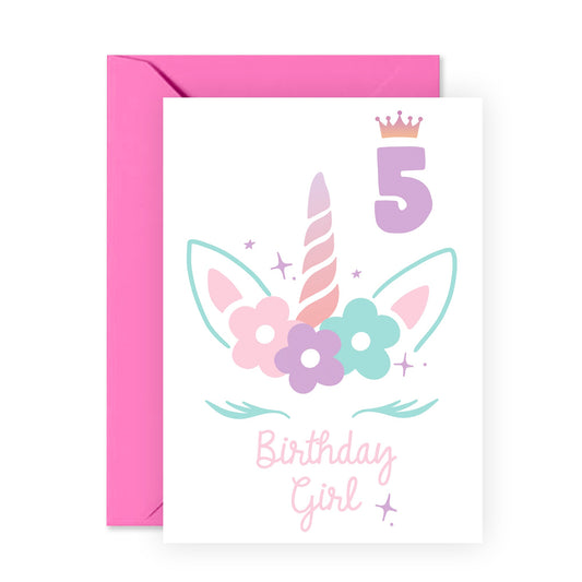 5th Birthday Card - Birthday Girl 5 - For Kids Girls
