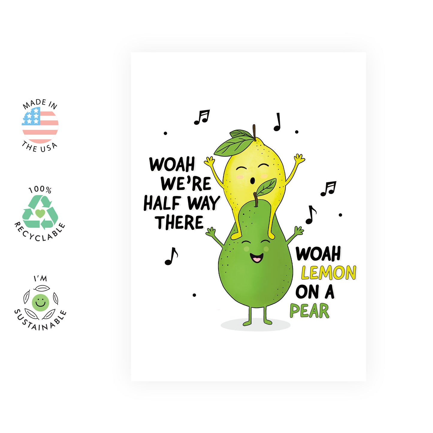 Funny Birthday Card - Lemon on a Pear - For Men Women
