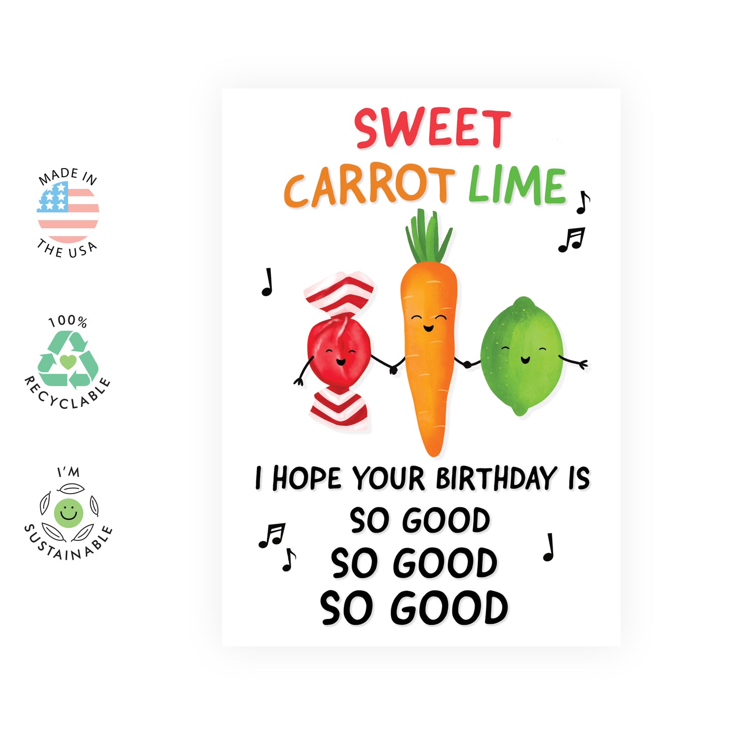 Funny Birthday Card - Sweet Carrot Lime - For Men Women