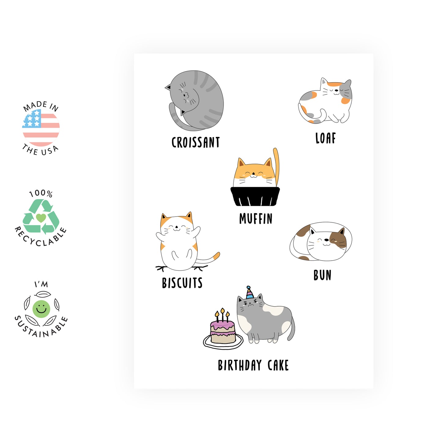 Cat Birthday Card - Birthday Cake - For Men Women
