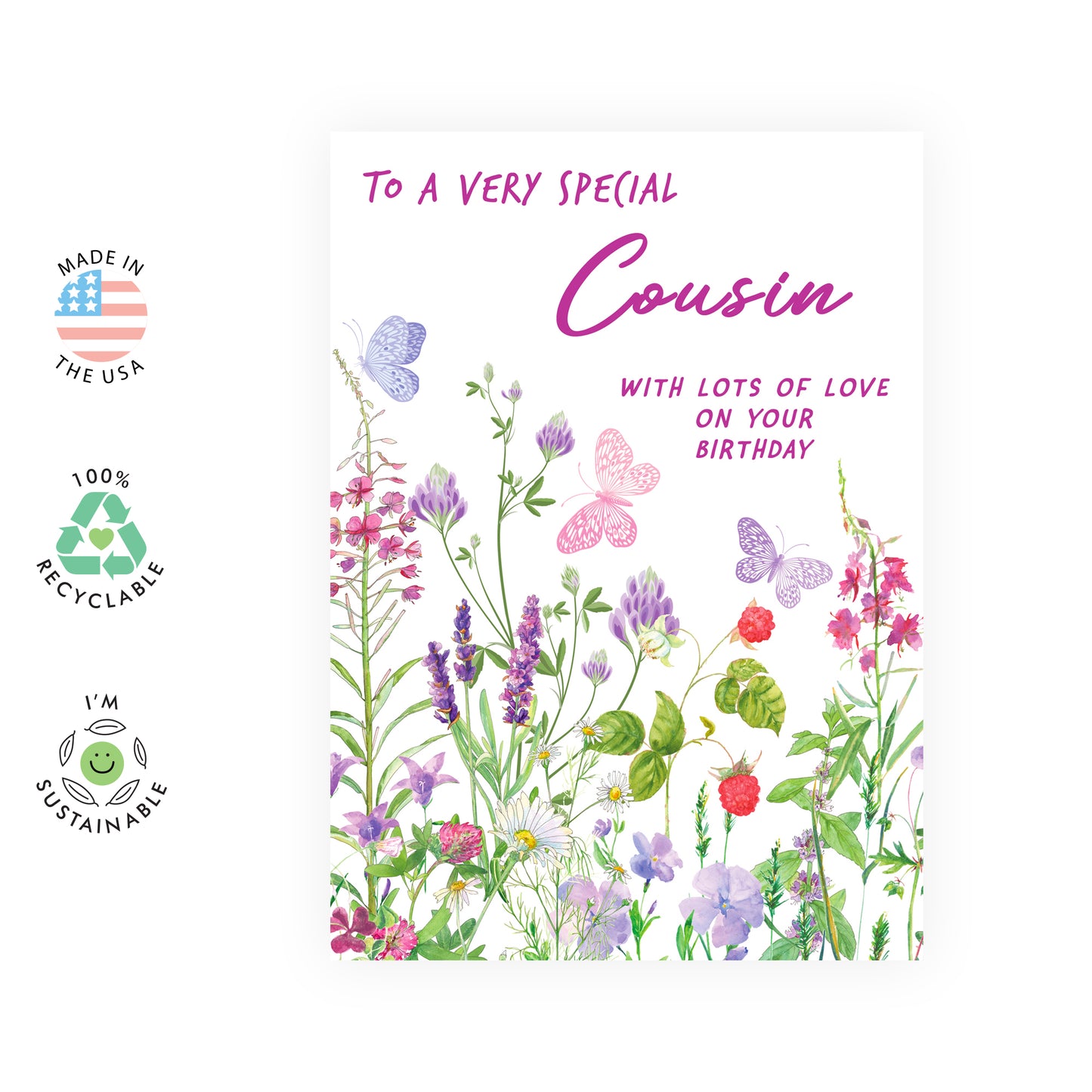 Sweet Birthday Card - To A Very Special Cousin - For Women Her Girls