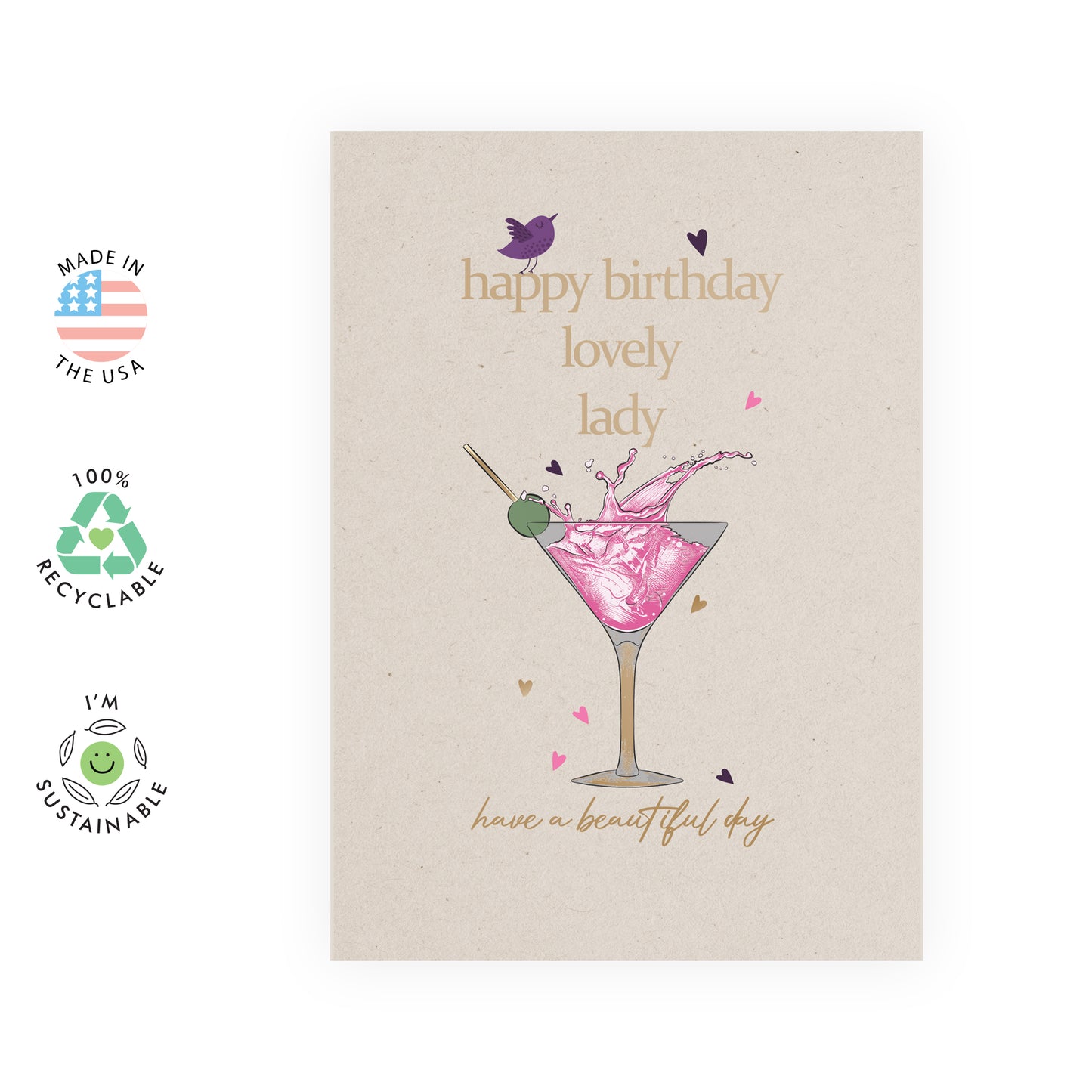 Cute Birthday Card - Happy Birthday Lovely Lady - For Women