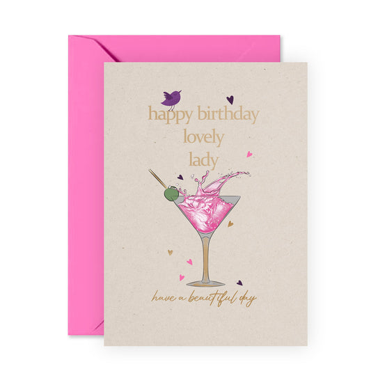 Cute Birthday Card - Happy Birthday Lovely Lady - For Women
