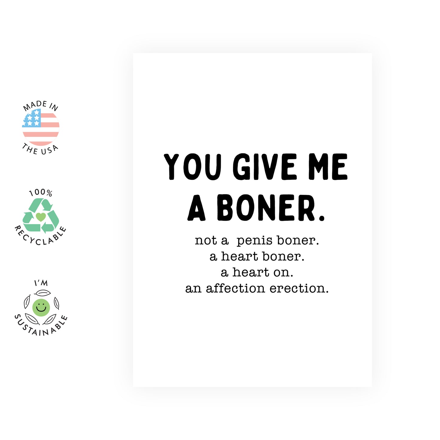 Funny Anniversary Card - You Give Me a B*ner - For Women Her