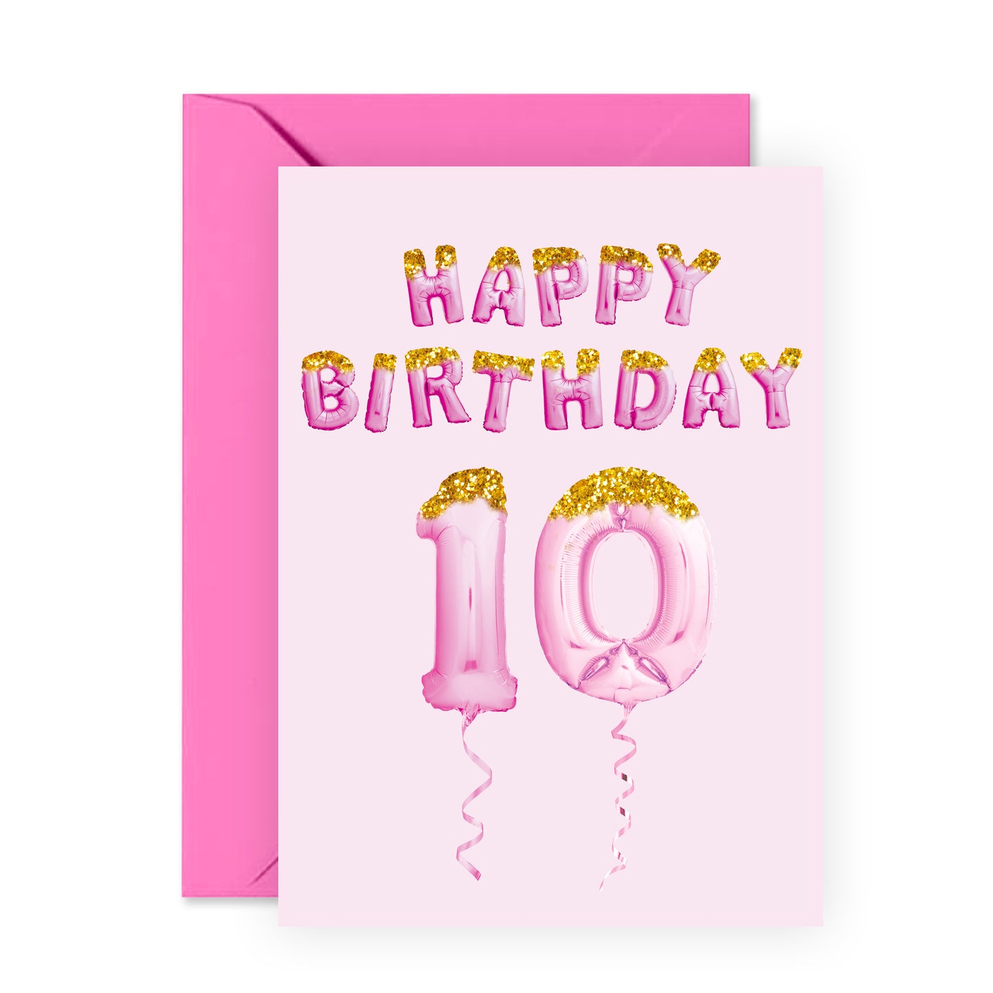10th Birthday Card - Happy Birthday 10 - For Kids Girls Her