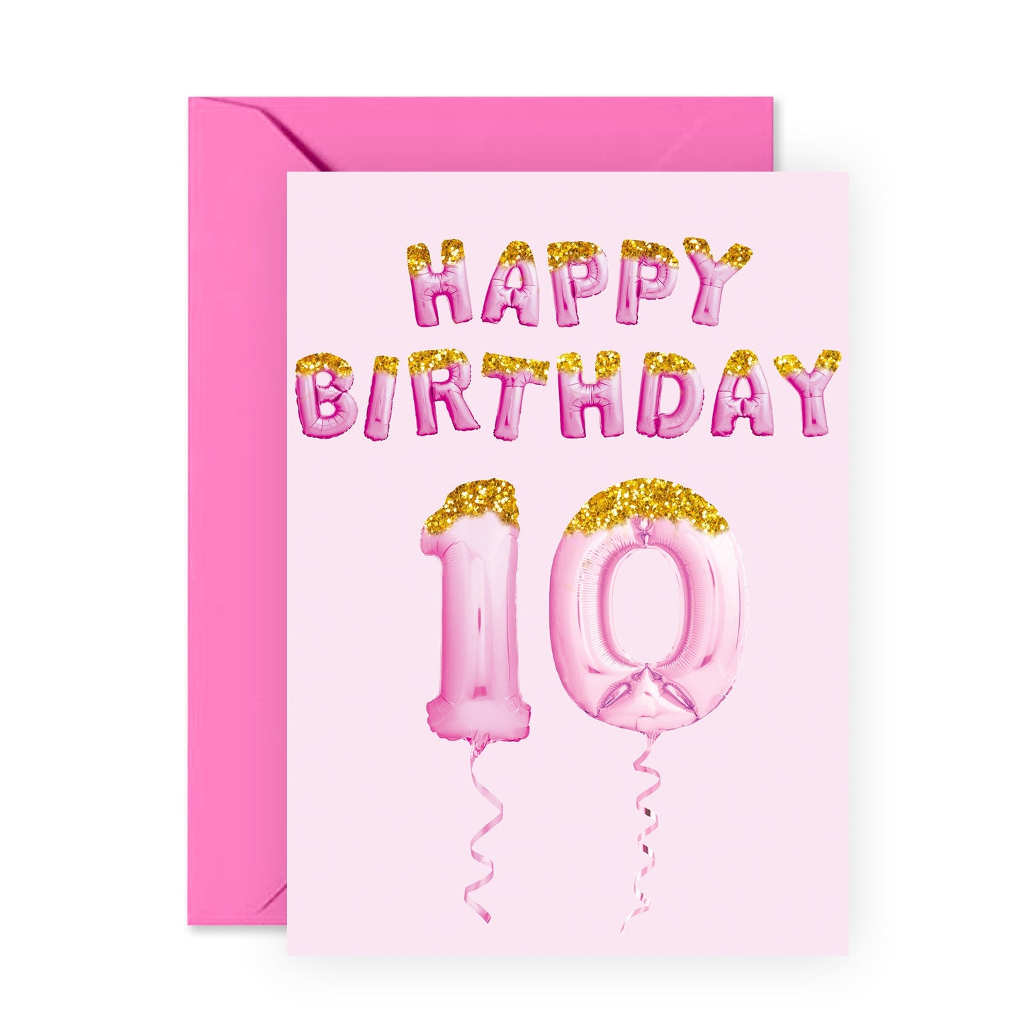 10th Birthday Card - Happy Birthday 10 - For Kids Girls Her