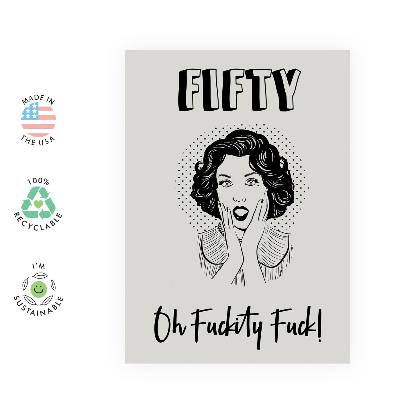 50th Birthday Cards For Women - Retro Vintage Funny - Best Friend Birthday Card Age 50 - For Mom Aunt Sister - Female Birthday Card For Her Fiftieth - Comes With Fun Stickers