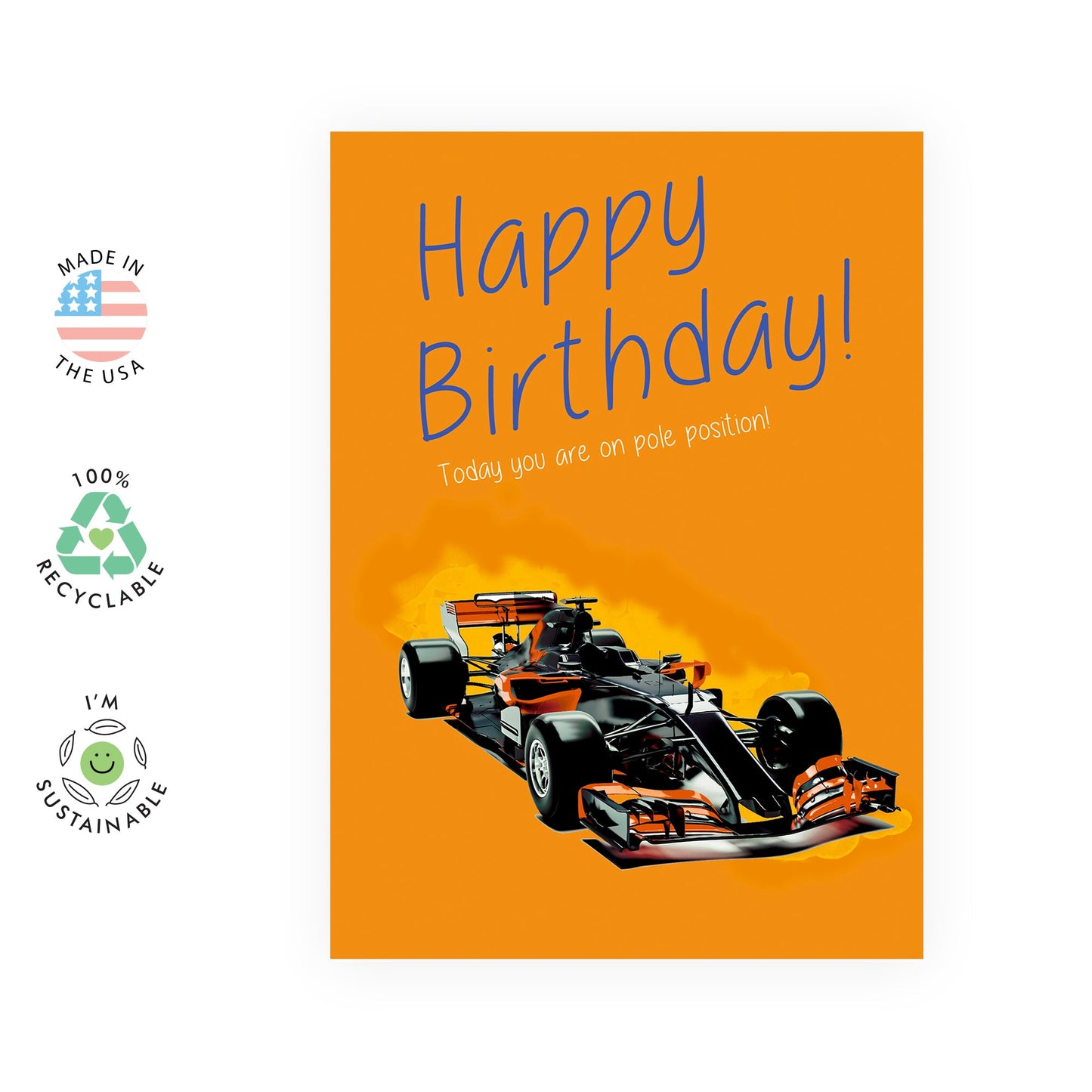 Birthday Card For Men - F1 Race Car Themed - Boy Birthday Card - For Husband Boyfriend Uncle Nephew - Comes With Fun Stickers - Made In The UK