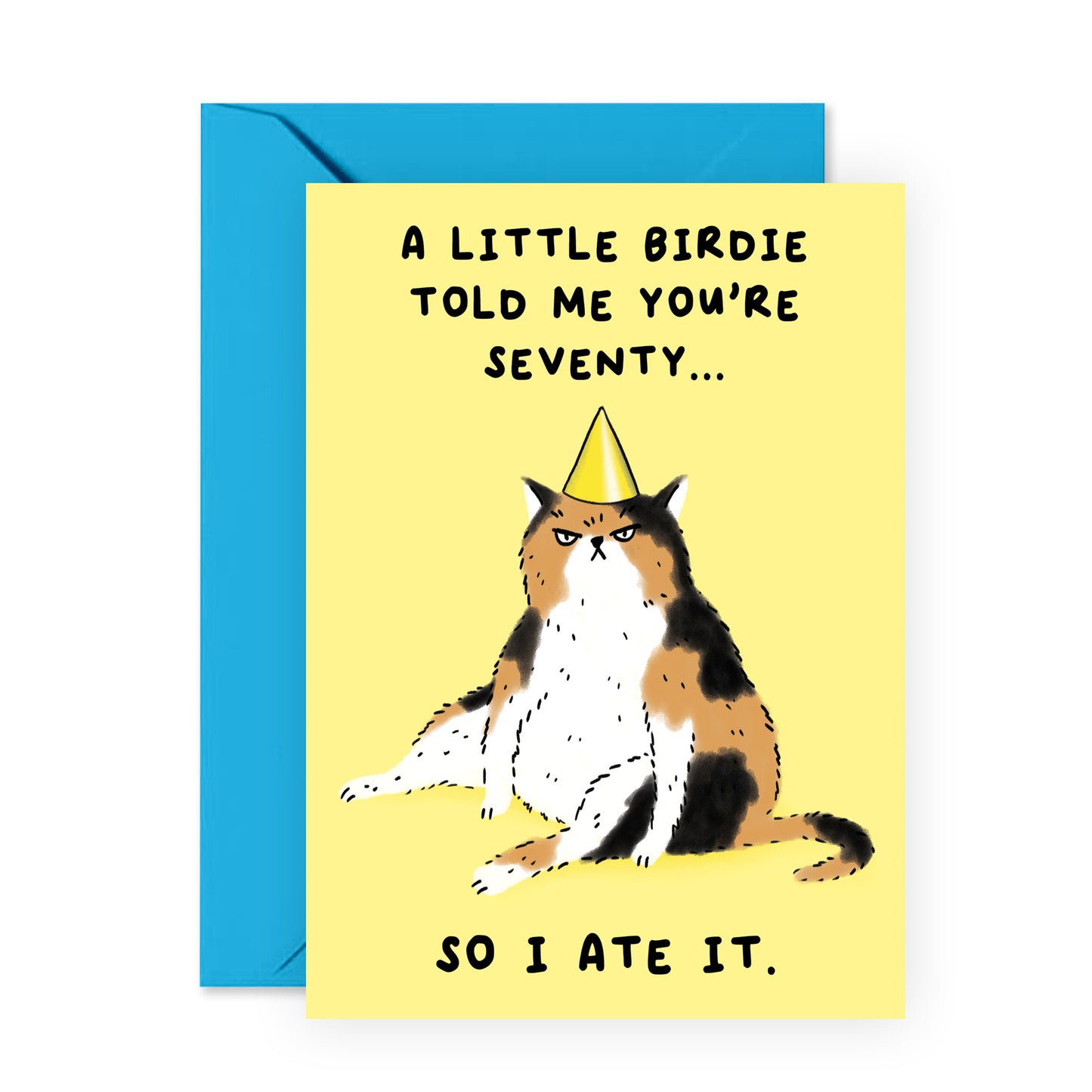 Cat Birthday Card - Little Birdie Told Me You're Seventy - For Men Women