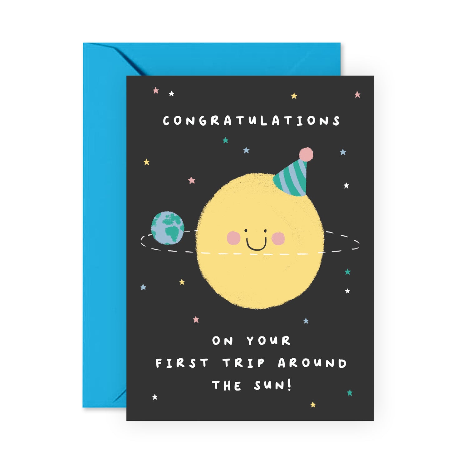 1st Birthday Card - First Trip Around The Sun - For Boys Girls Kids Him Her