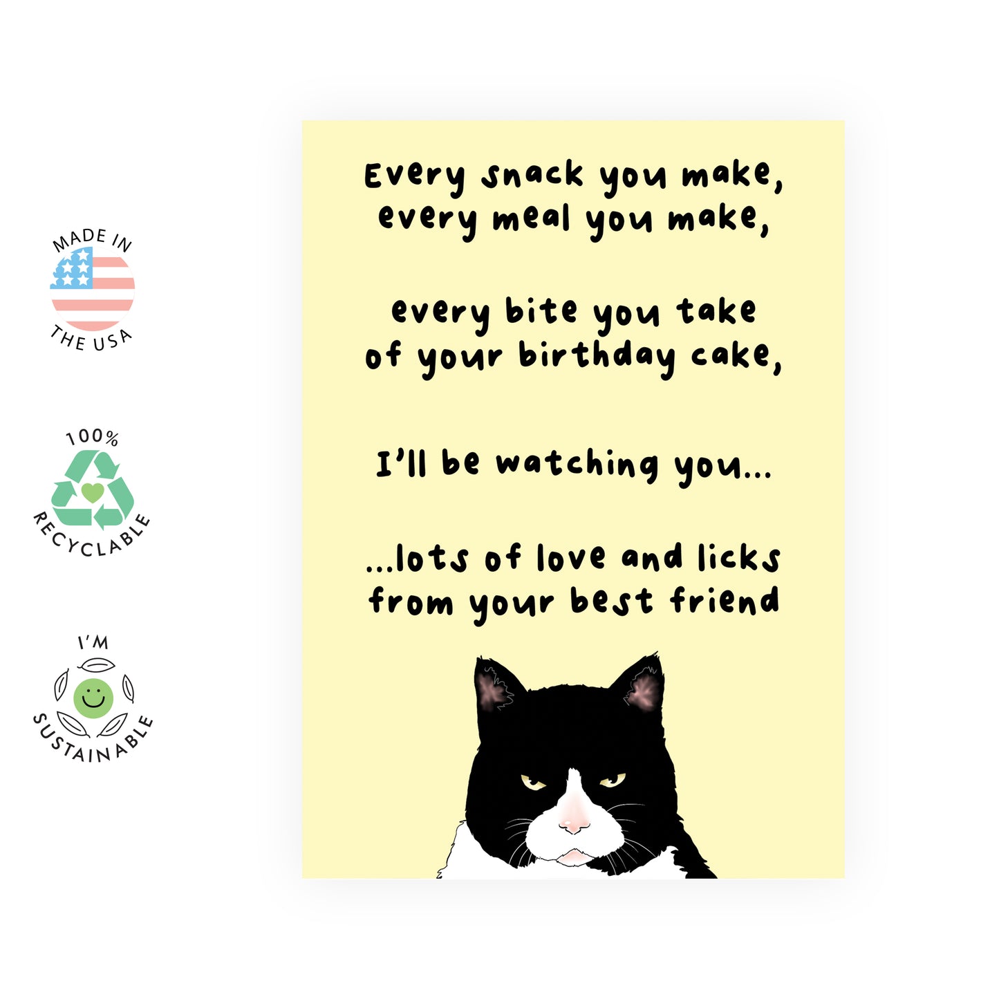 Cat Birthday Card - I'll Be Watching You - For Men Women