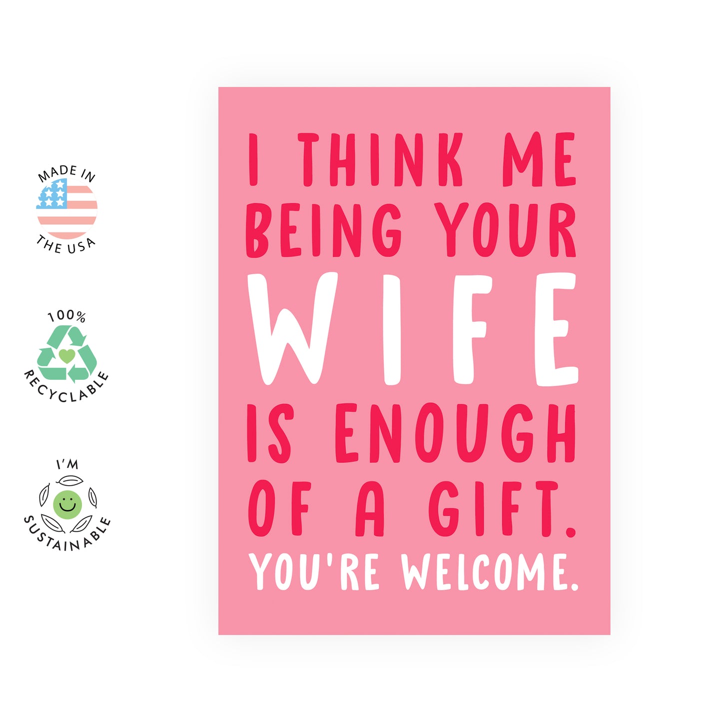 Funny Birthday Card - Me Being Your Wife - For Husband Men Him
