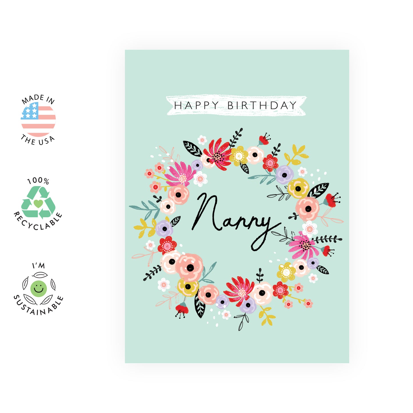 Pretty Birthday Card - Happy Birthday Nanny - For Women