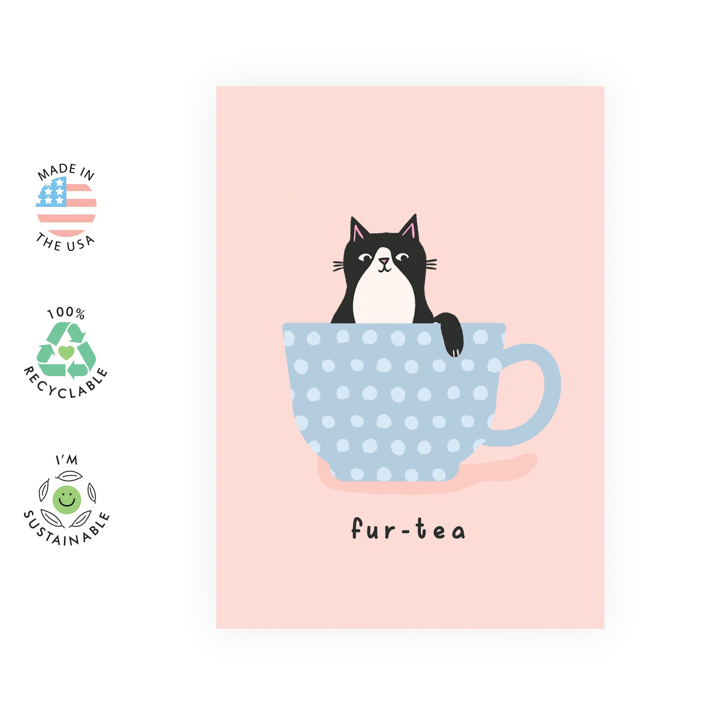 Cat Birthday Card - Fur-Tea - For Men Women