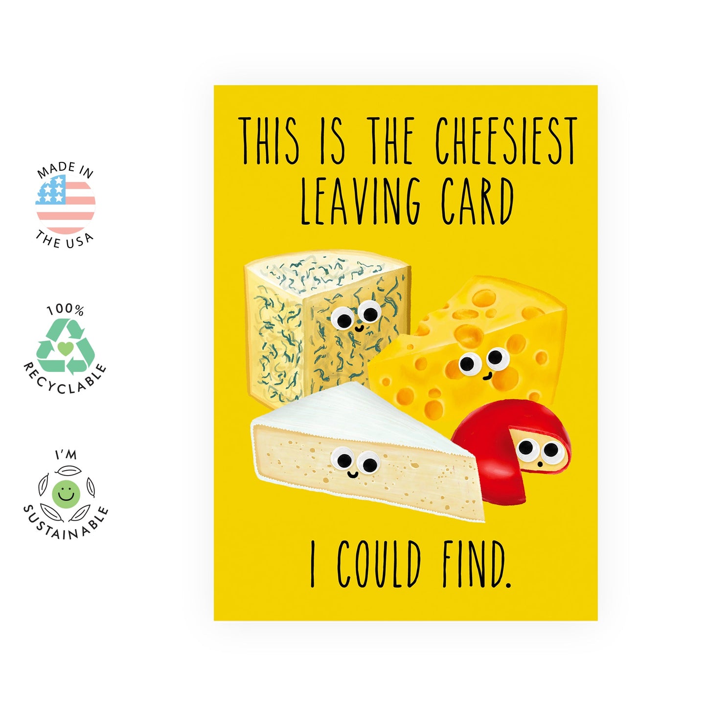 Coworker Leaving Card - 'Cheesiest Leaving Card' - Sweet Resignation Gifts For Men Women - For Boss Colleague Friends Roommate Neighbor - Comes With Fun Stickers
