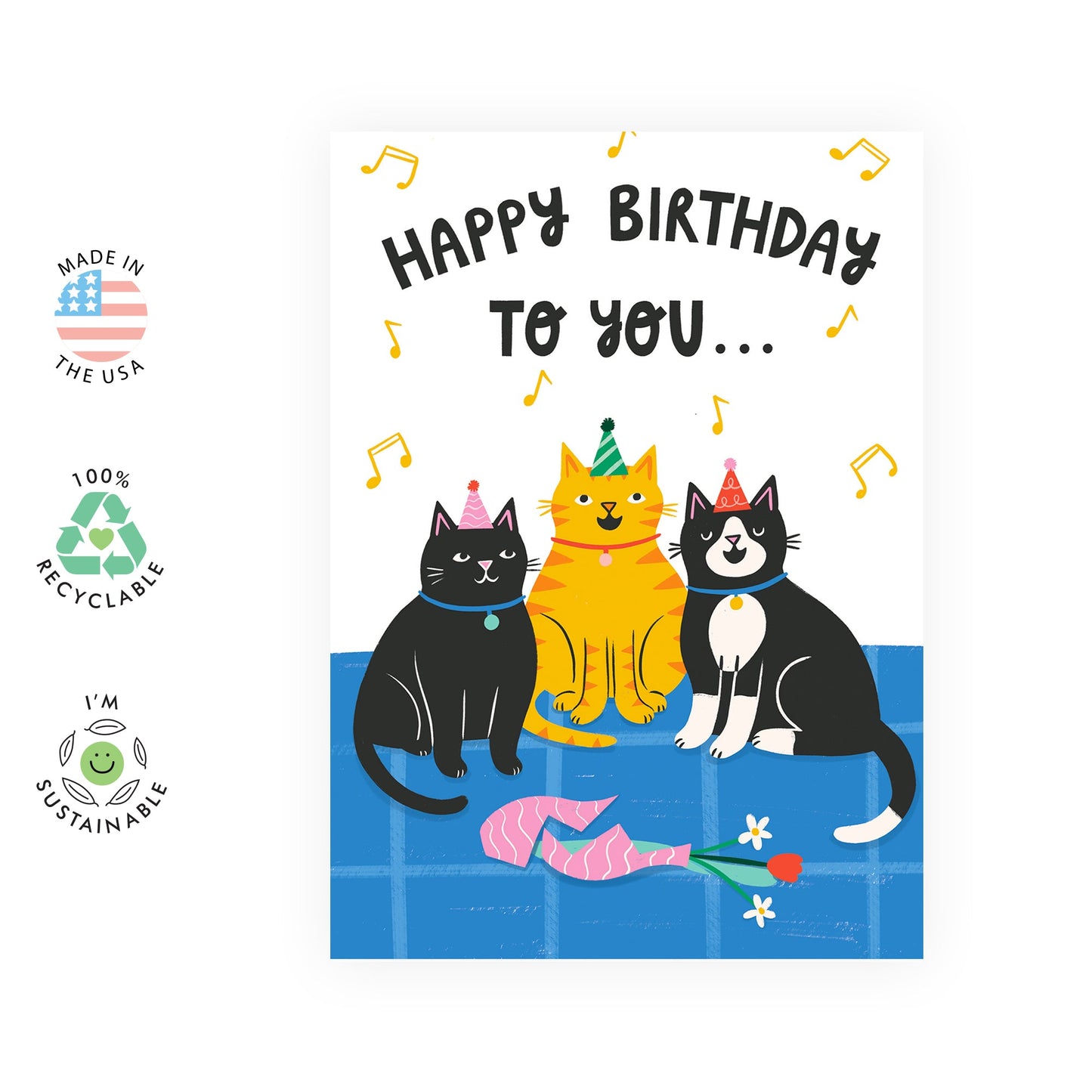 Funny Cat Birthday Card - Cute Birthday Card From Cat - For Cat Owner - Cat Mom and Dad - Vegan Ink - Comes With Fun Stickers - Made In The UK