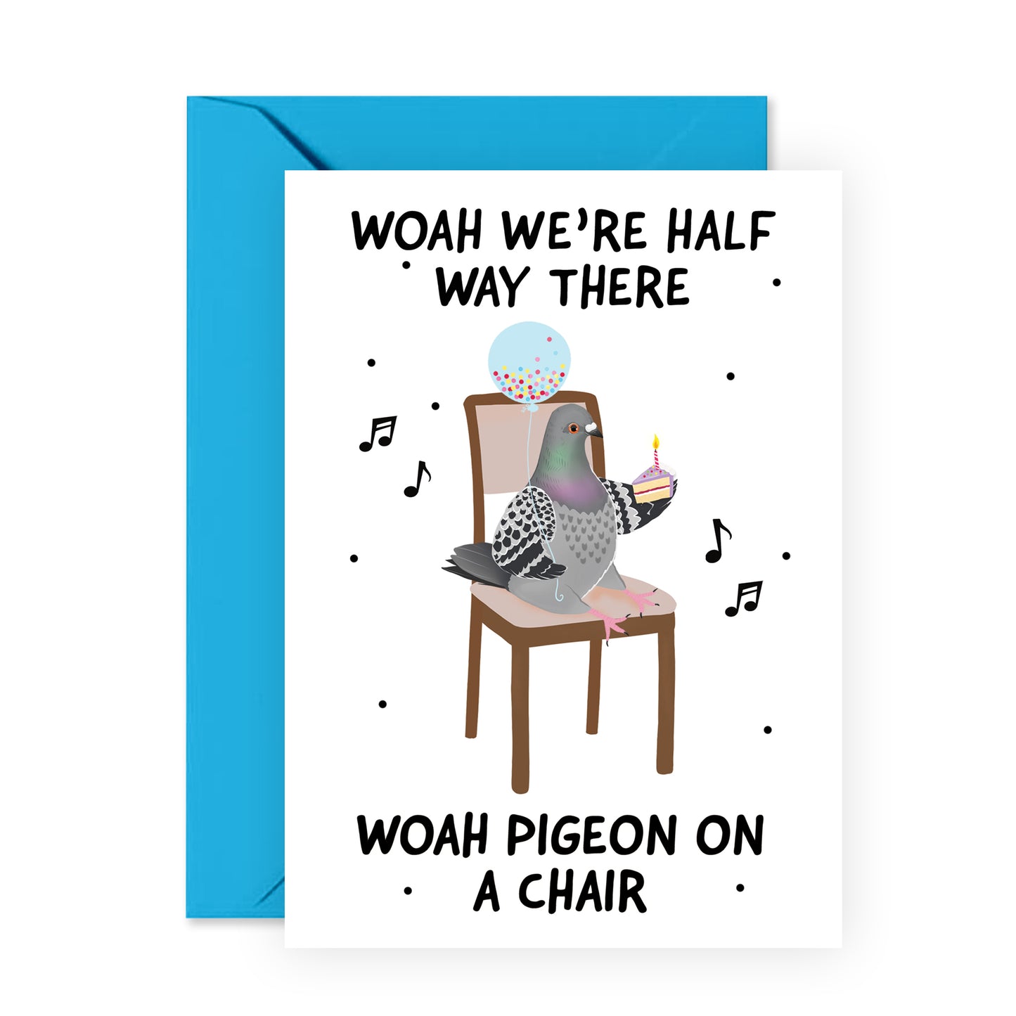 Funny Birthday Card - Pigeon On A Chair - For Men Women