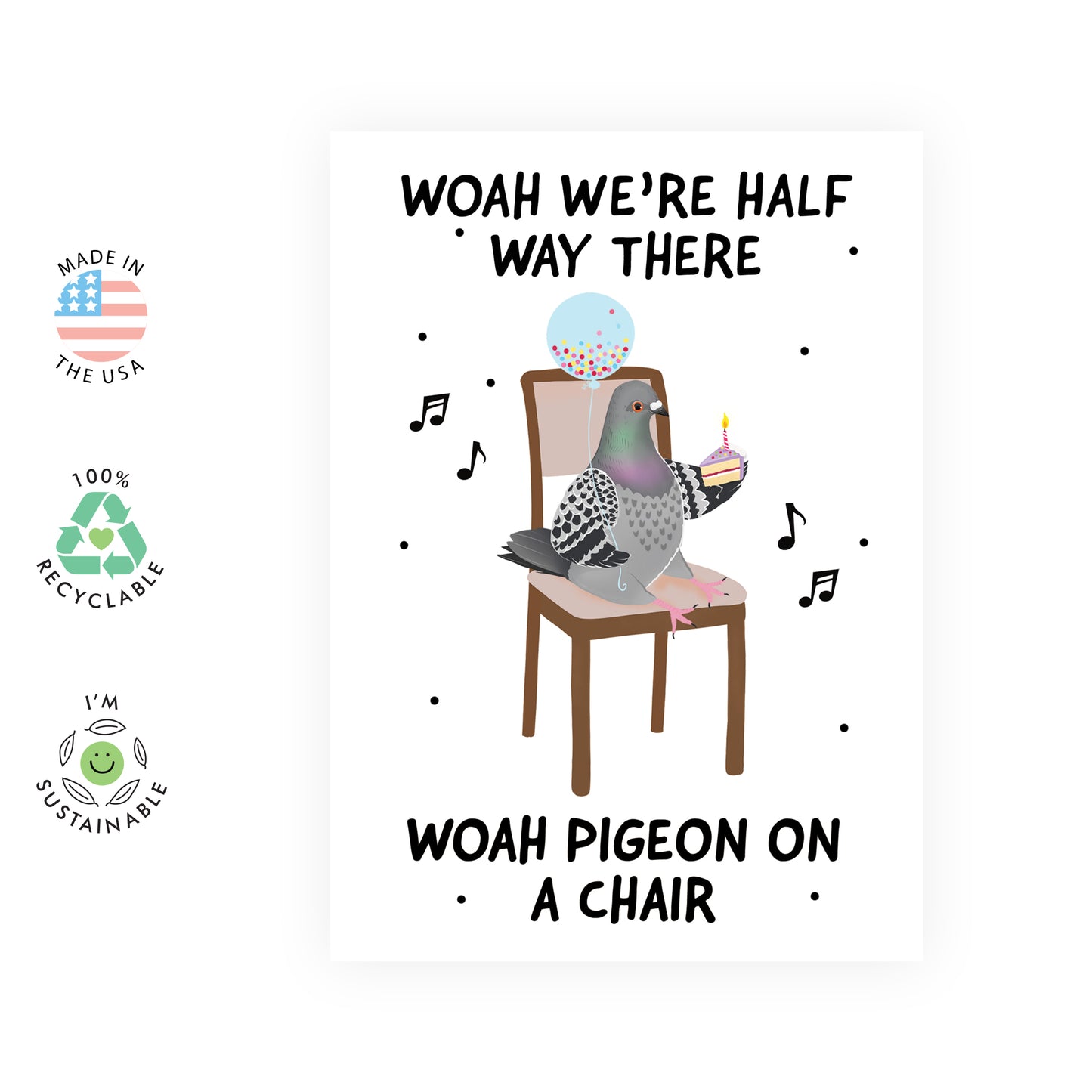 Funny Birthday Card - Pigeon On A Chair - For Men Women