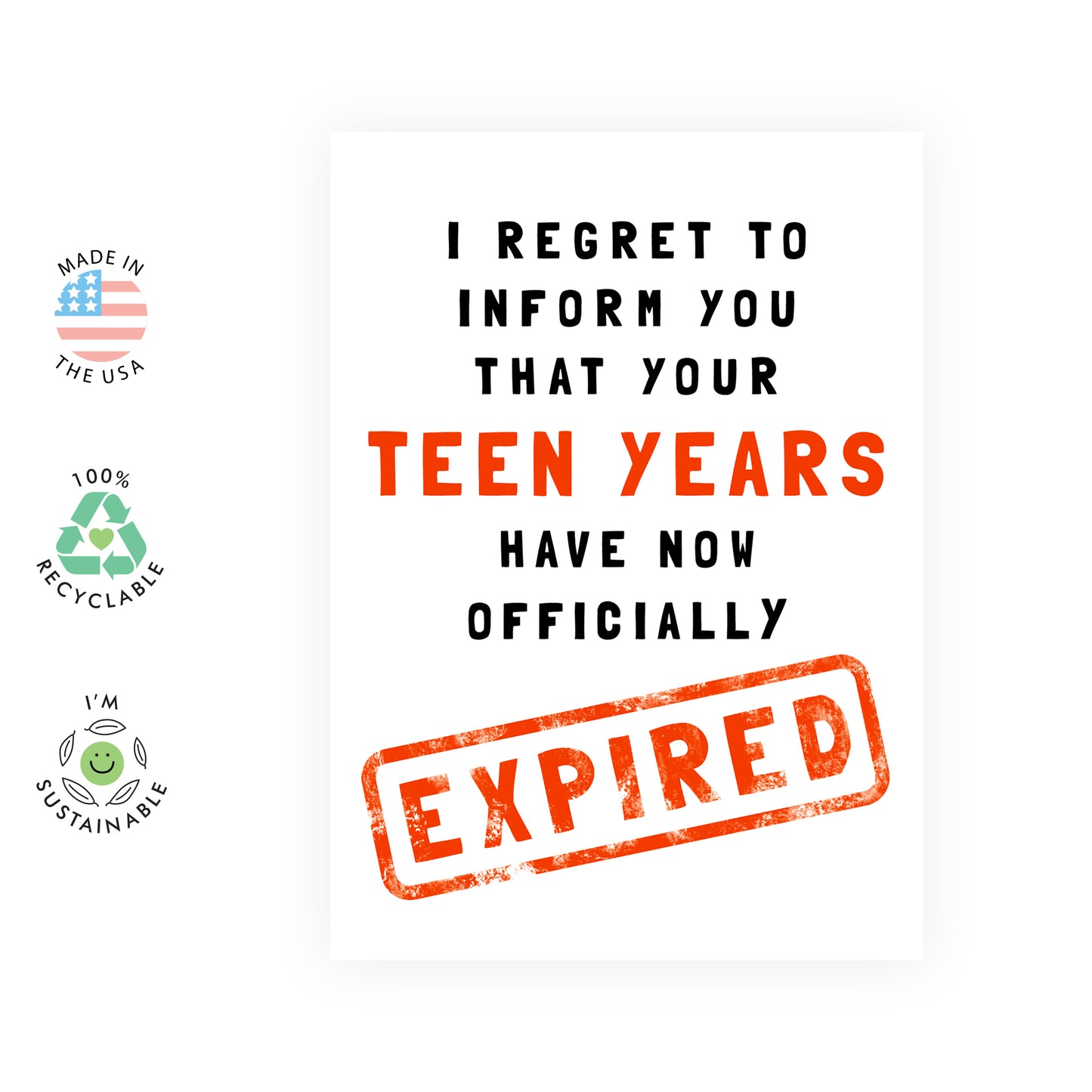 20th Birthday Card - Teen Years Have Expired - For Men Women Him Her