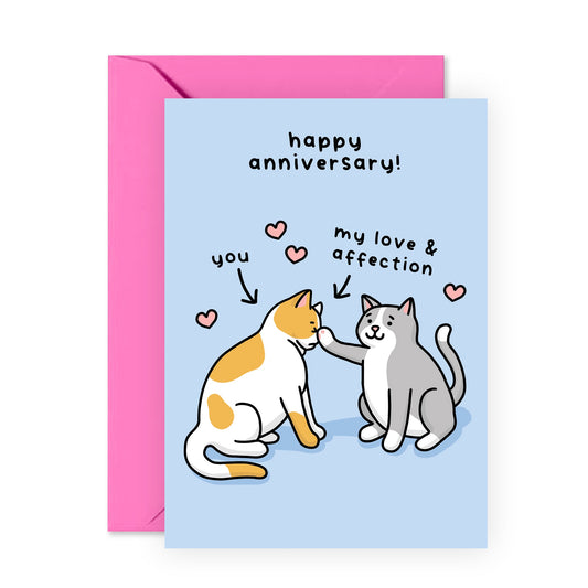 Cat Anniversary Card - My Love & Affection - For Men Women