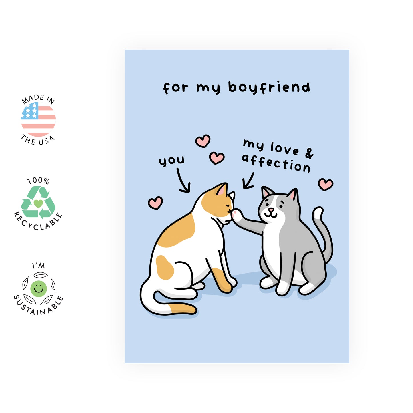Cat Anniversary Card - For My Boyfriend - For Men
