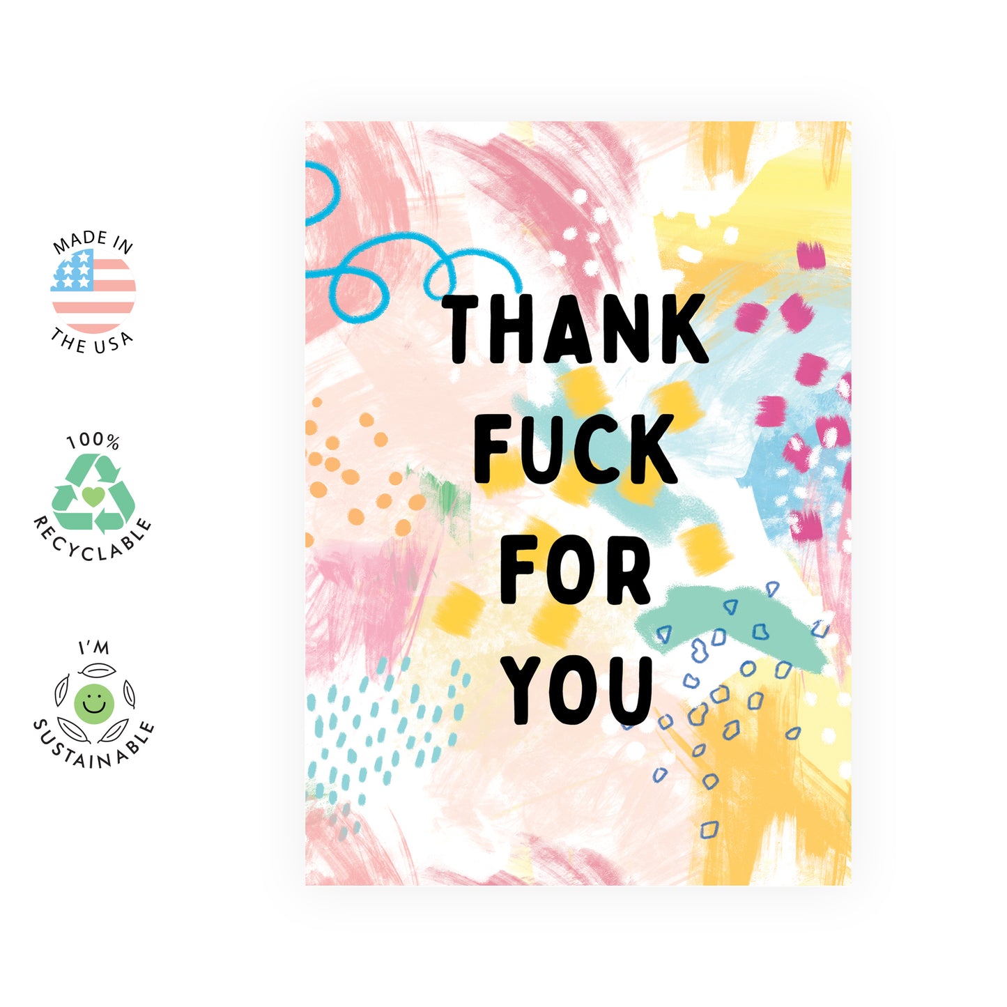 Funny Thank You Card - Thank F*ck For You - For Men Women