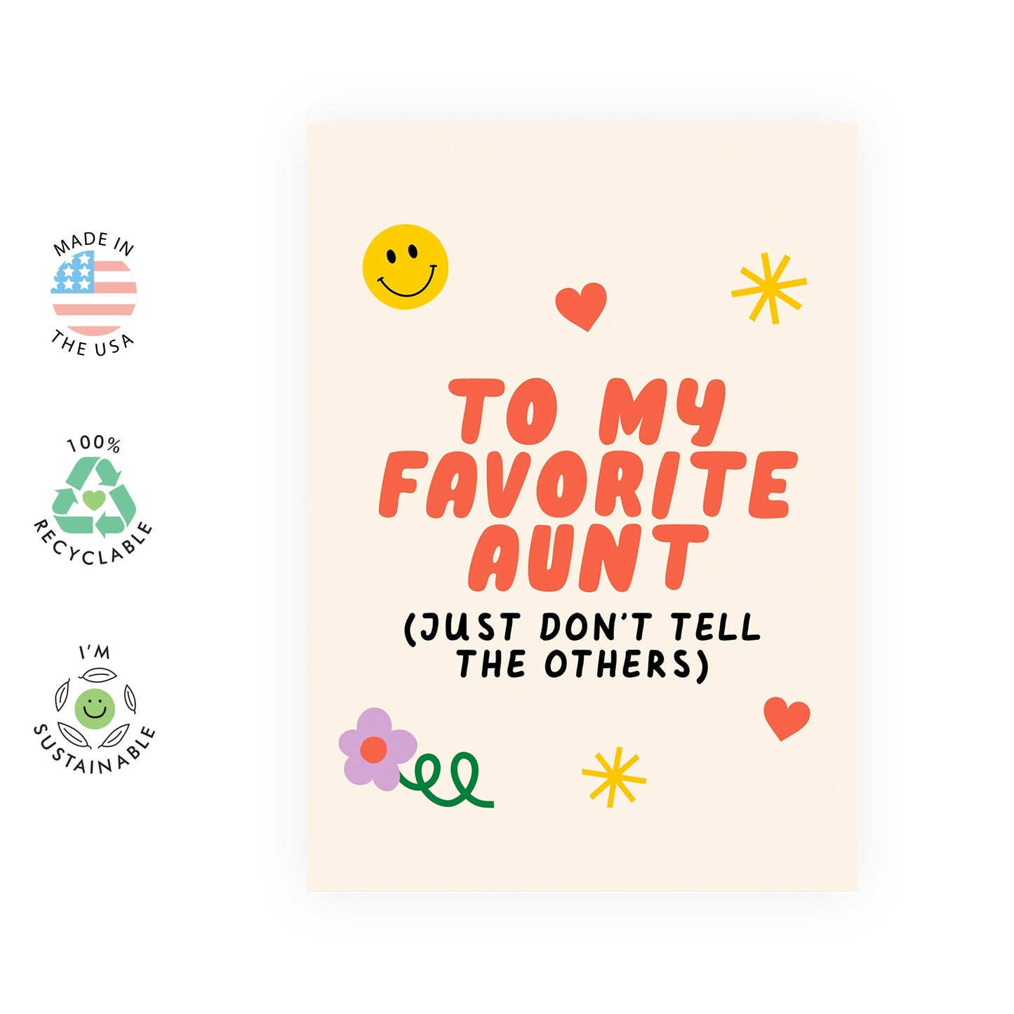 '- Birthday Card for Aunt -'My Favorite Auntie' - Funny Mothers Day Gifts for Her, Women, Ladies, Family from Nephew Or Niece - Hilarious Joke Message - Comes With Fun Stickers