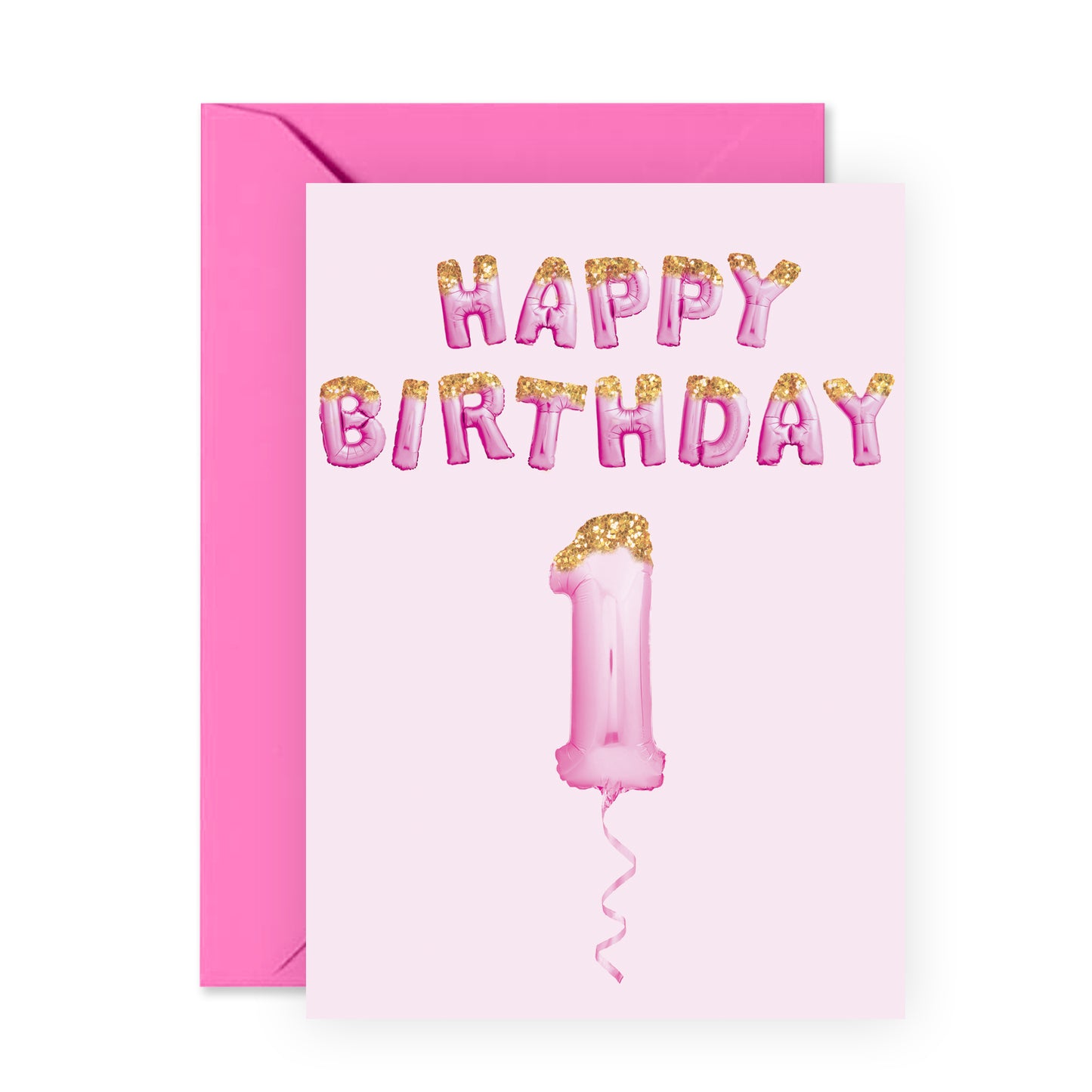 1st Birthday Card - Happy Birthday 1 - For Kids Girls