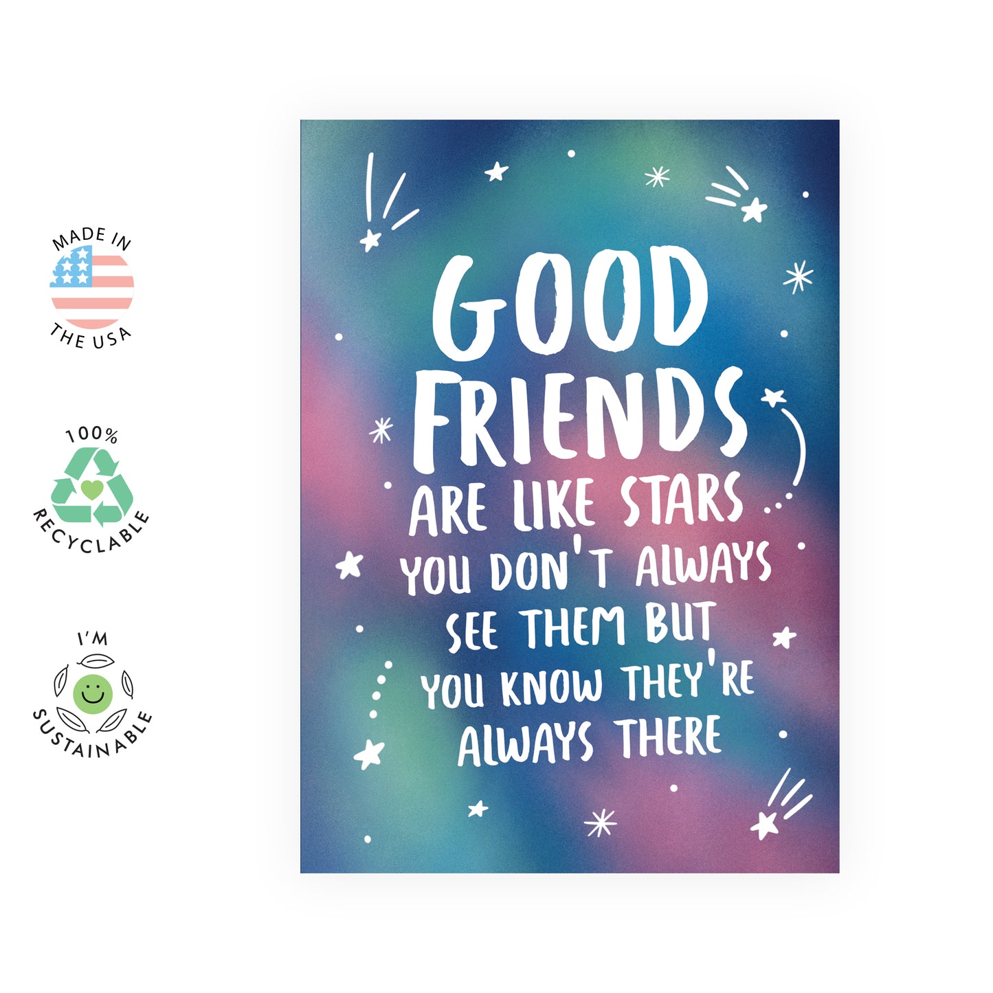 All Occasion Card - Good Friends Are Like Stars - For Men Women