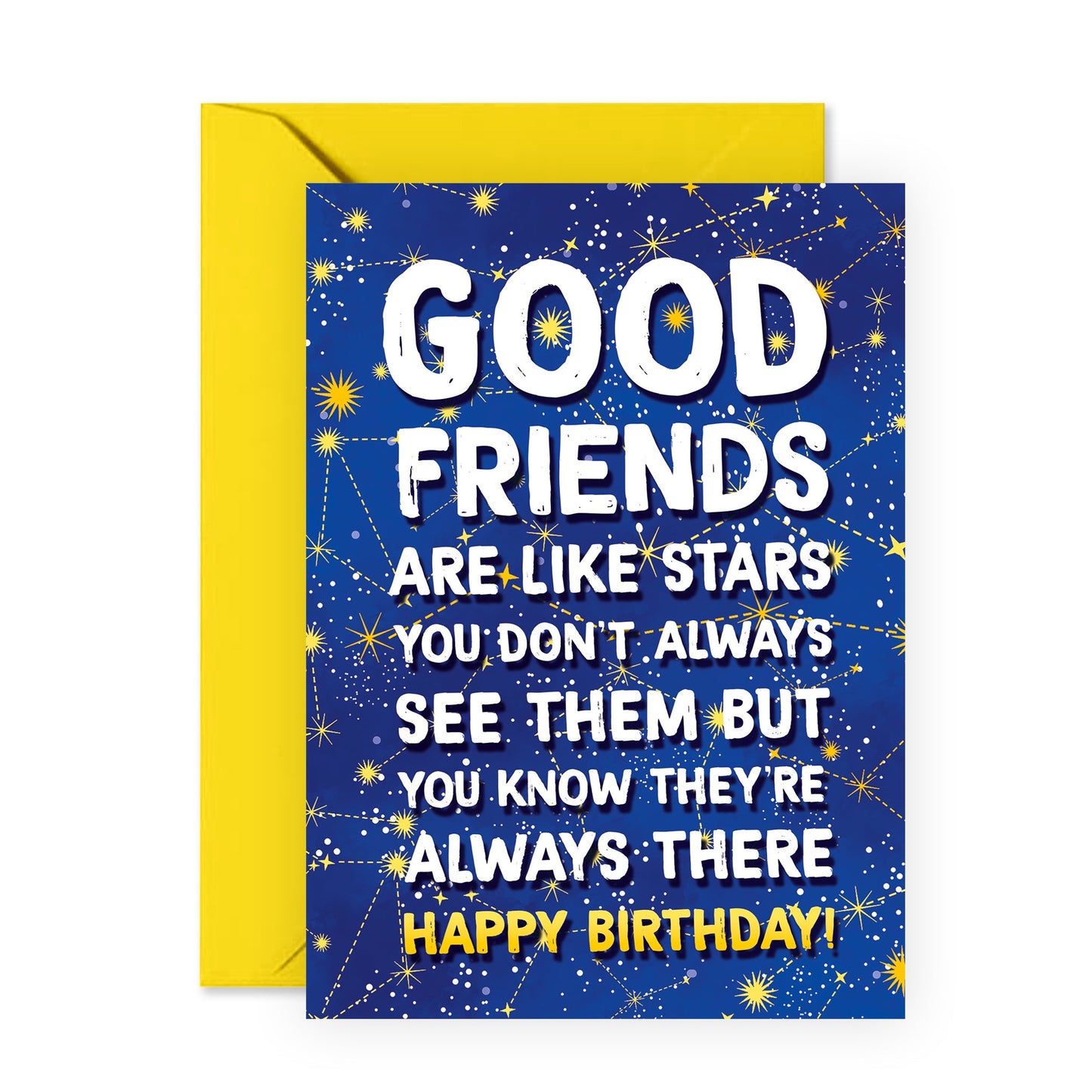 Friend Birthday Card - Best Friend Card Female Male - Good Friends Are Like Stars - Bestfriend Gifts For Men And Women - Comes With Fun Stickers