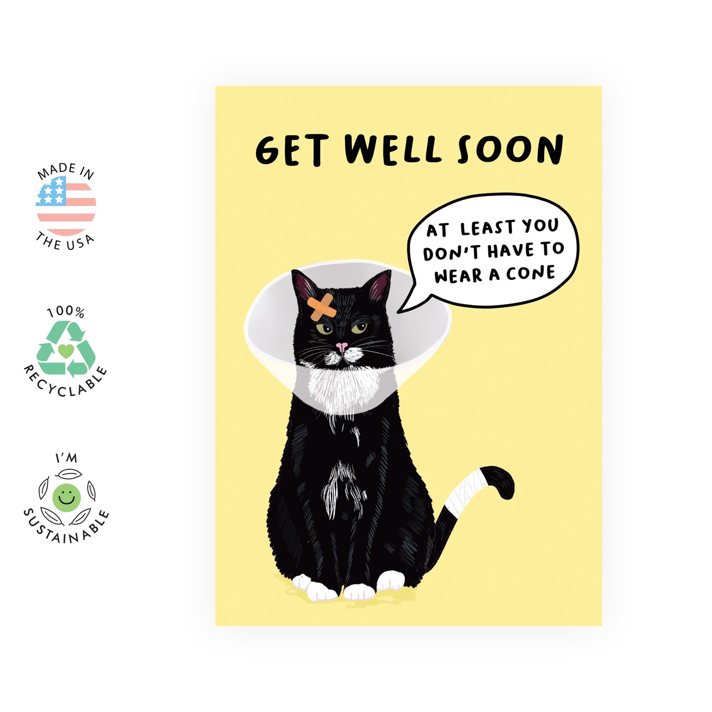 Get Well Soon Card - You Don't Have To Wear A Cone - For Men Women