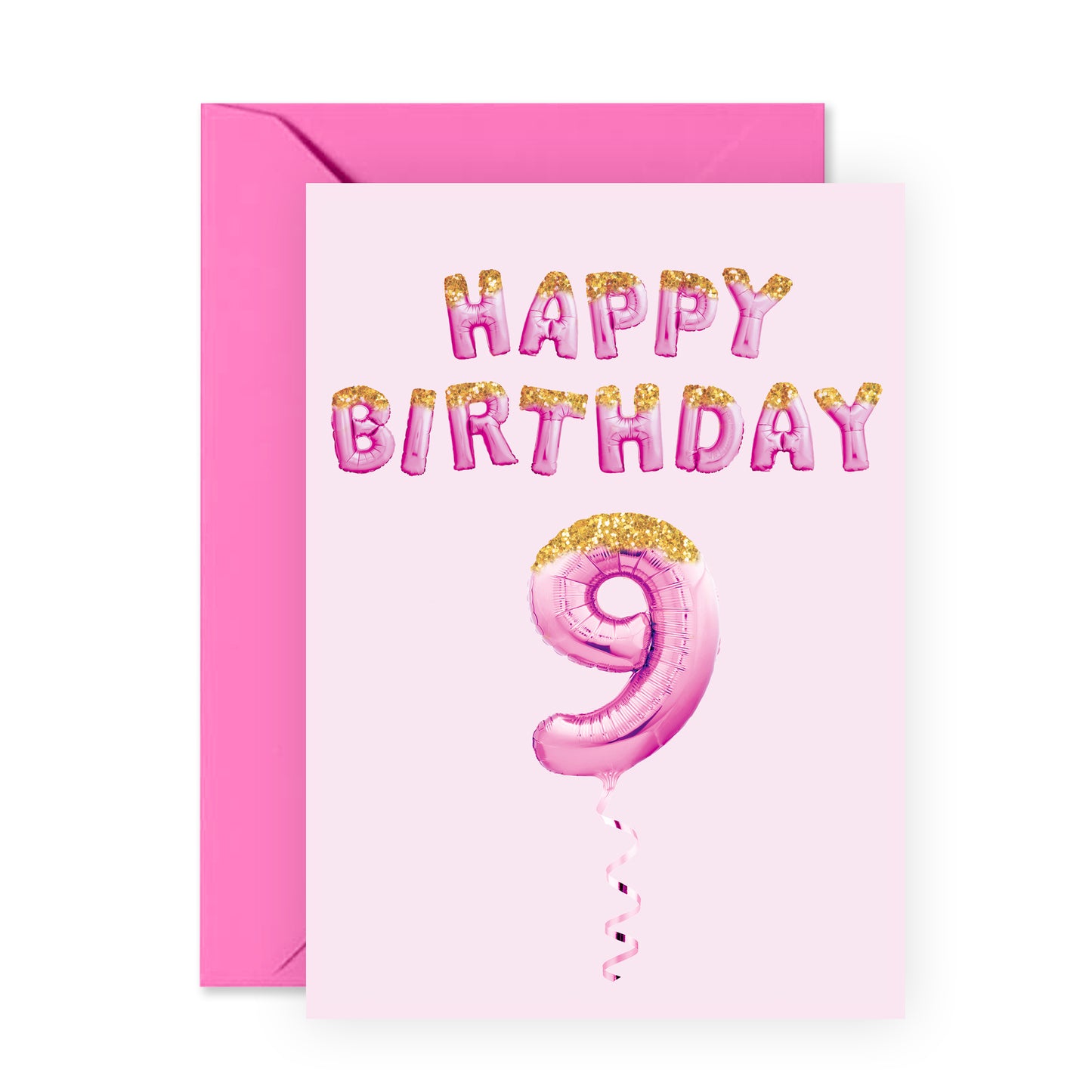 9th Birthday Card - Happy Birthday Nine - For Kids Girls Her