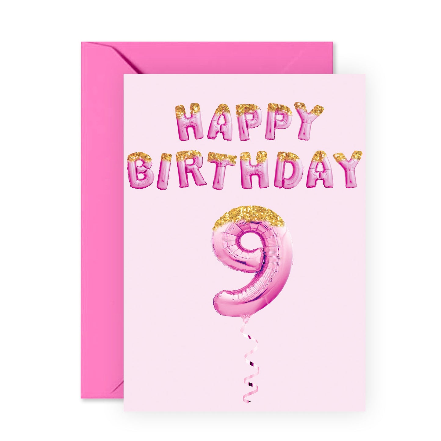 9th Birthday Card - Happy Birthday Nine - For Kids Girls Her
