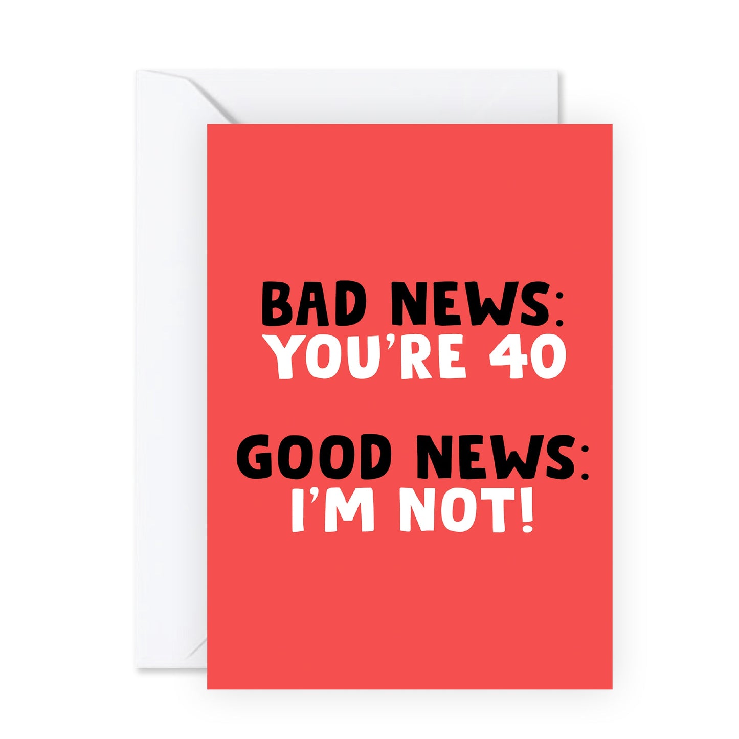 40th Birthday Card - Age 40 Birthday Card - 'Bad News You're 40' - 40th Birthday Cards for Men Women - Funny Gifts For Her Fortieth Bday - Happy Birthday Card - Comes With Stickers