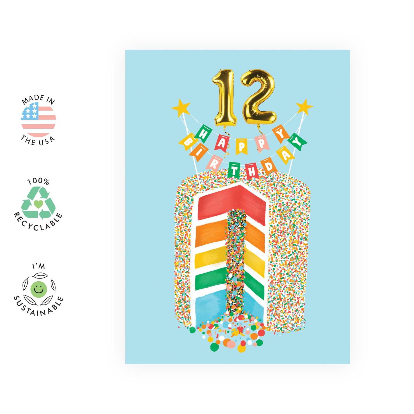 12th Birthday Card - Happy Birthday 12 - For Boys Girls